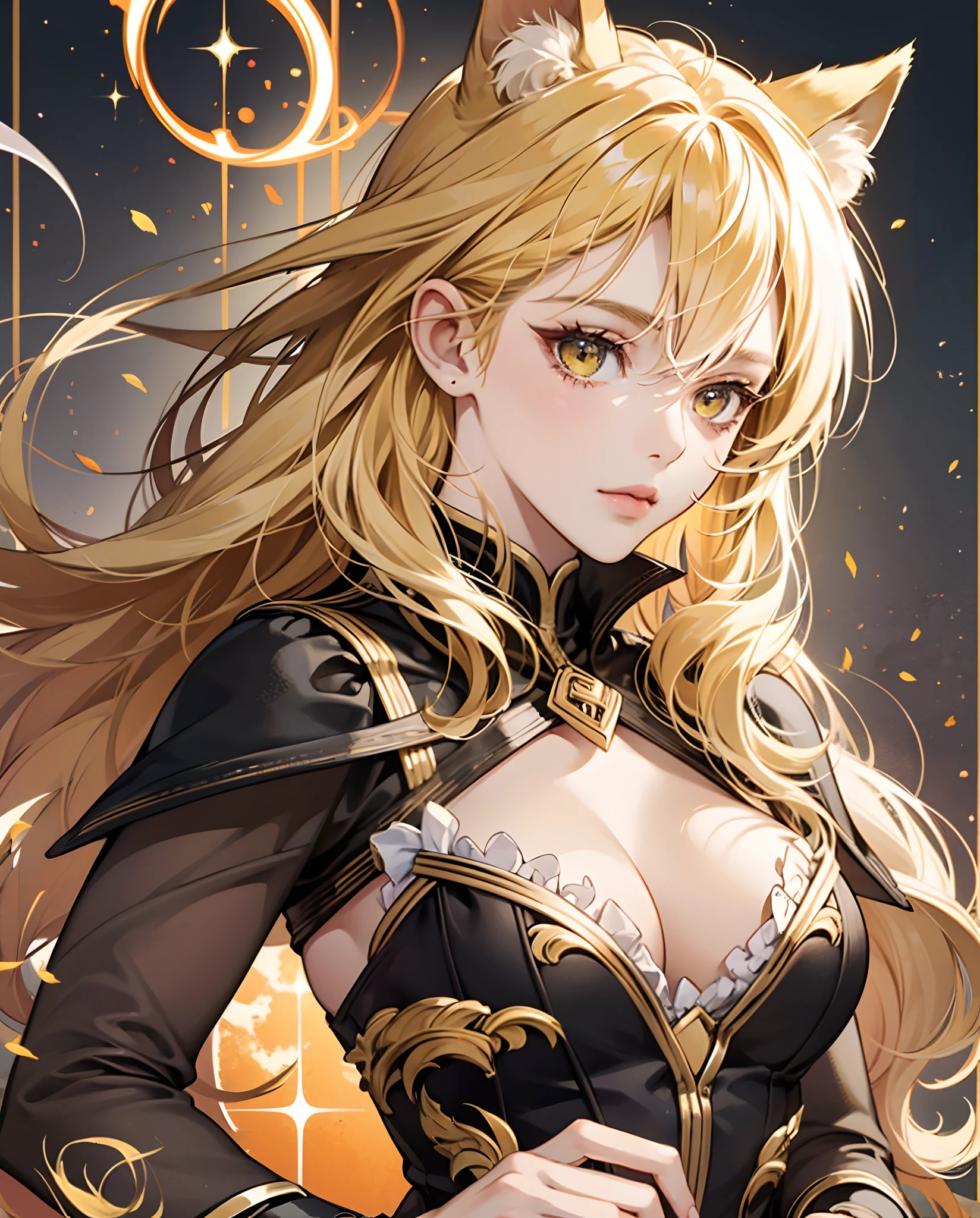 catgirl with blonde hair, golden eyes, orange majestic attire, high quality, good anatomy, no fingers duplicat, no bad autonomy --auto --s2