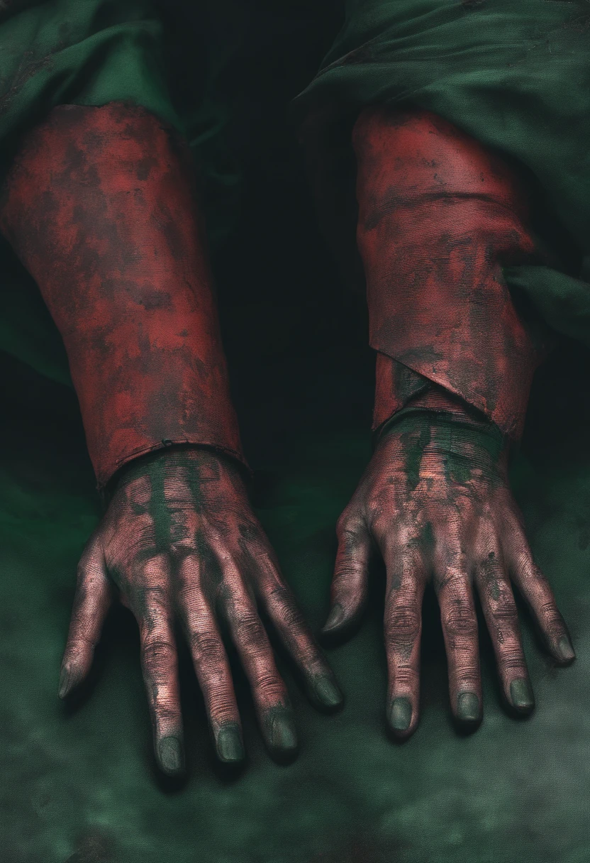 A Photograph of two patients, their hands ominously tagged in Green and Red, reveals a dark and sinister narrative.