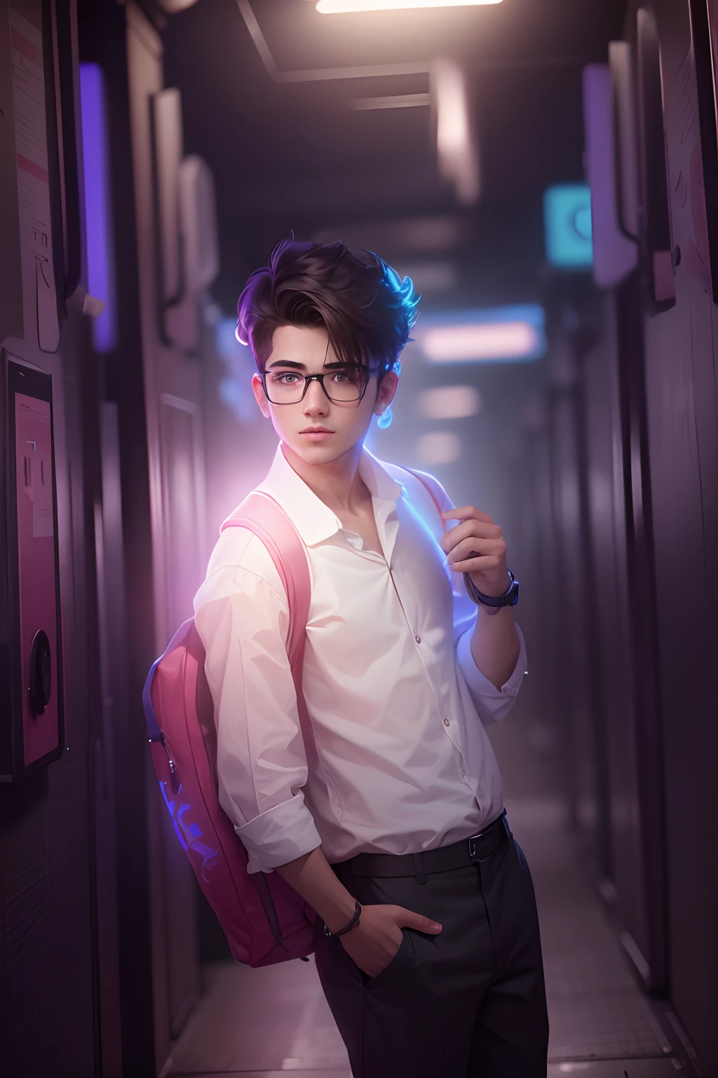 Smart boy neon background realistic v4 full HD quality