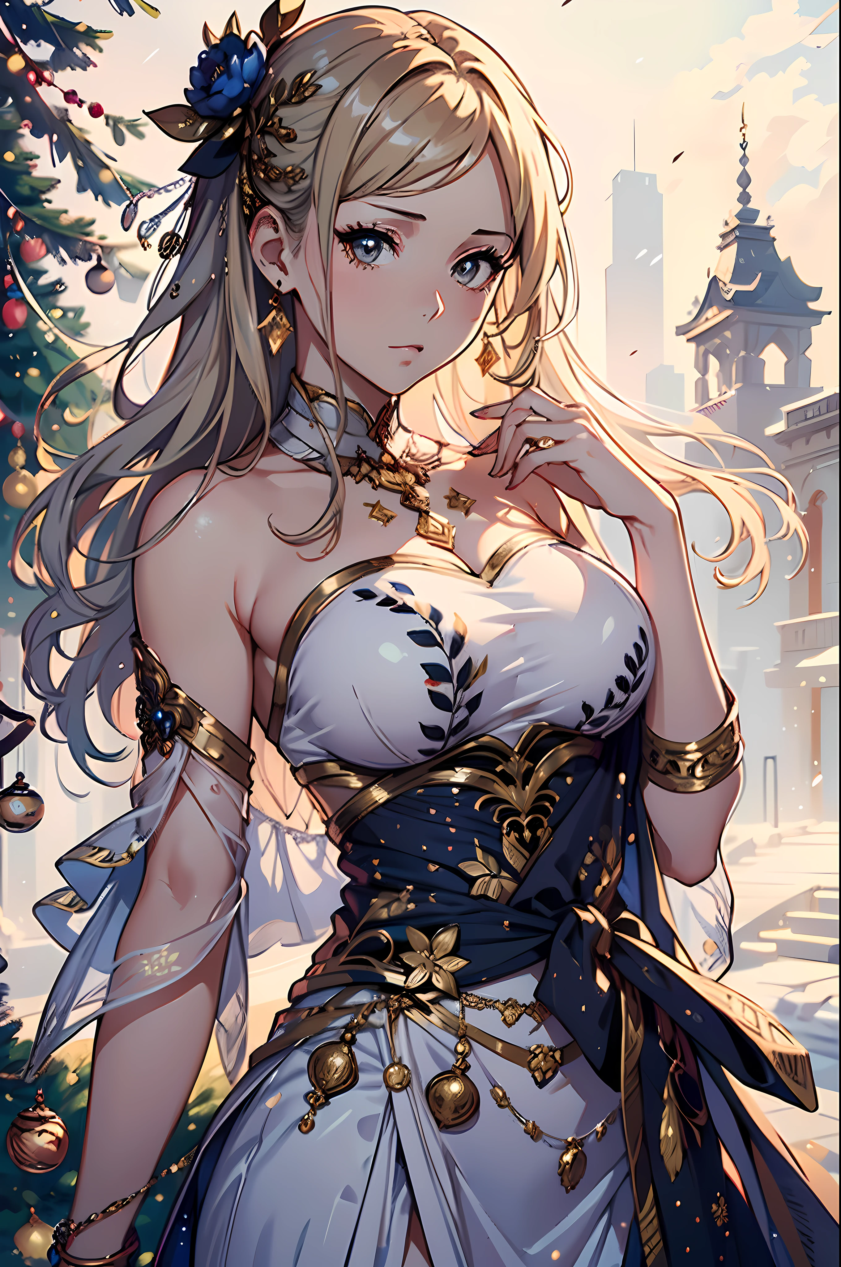 (masutepiece:1.4),ultra -detail、hyper quality、High resolution、Beautiful adult woman、Beautiful skins、(Beautiful muscles)、(((Beautifully decorated dresses)))、(((Beautiful ornaments)))、(((Luxury costumes)))、top-quality、16-k illustration、masterpiece、high detailing、beatiful backgrounds、((Detailed drawing))、Perfect Photo、Perfect Beautiful Girl、spot light、cowboy shot