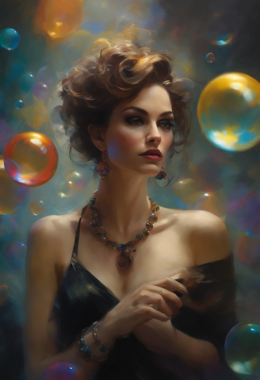 Samdoesarts estilo borracho mujer hermosa como delirio de Sandman, (hallucinating colorful soap bubbles), por Jeremy Mann, Por Sandra Chevrier, Por Dave McKean y Richard Avedon y Maciej Kuciara, Punk Rock, Chica del tanque, Alto detalle, 8k