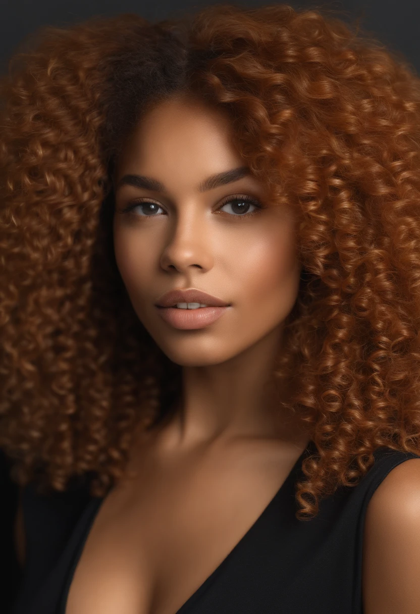 "Ultra-realistic image of a beautiful 18-year-old Afro-Latin girl,Caramel peel, corps parfait, Prendre un selfie dans son bureau avec son iPhone 14, maigre, taille ultra-fine, cheveux rouge, Curly and curly hair karibean , piercing green eyes.hyper-realistic，anatomie correcte，Facial features are carefully represented，Boucles gratuites, curly red hair, (cour, curly red hair), Long curly wild red hair, cheveux multiversaux, cour, curly red hair, curly red hair, Boucles, wavy hair spread out, Boucles baroques, Boucles, Curly,Texture des cheveux, Curly bang