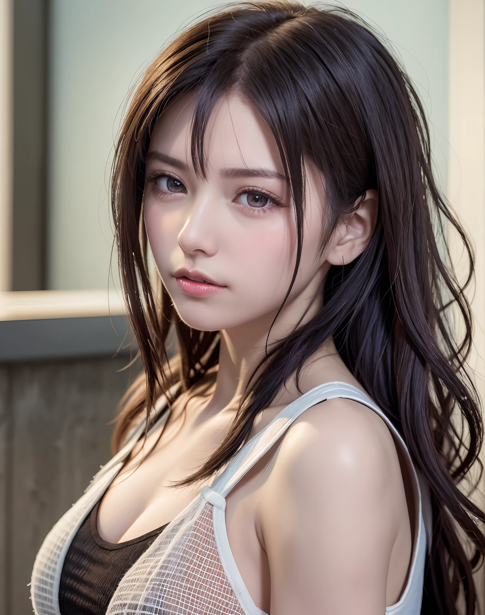 Japanese girl with long hair resident evil style spy 