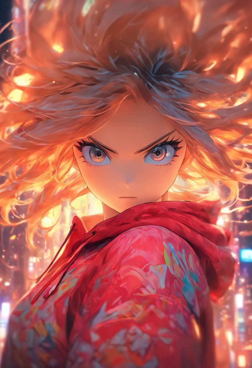 Top quality, Masterpiece, high resolution, 8K, Hoodie and anime style girl, One girl, detailed line art, Digital enhancement, Close up, Anime core, Flowing fabric,rot,torogao,be desperate