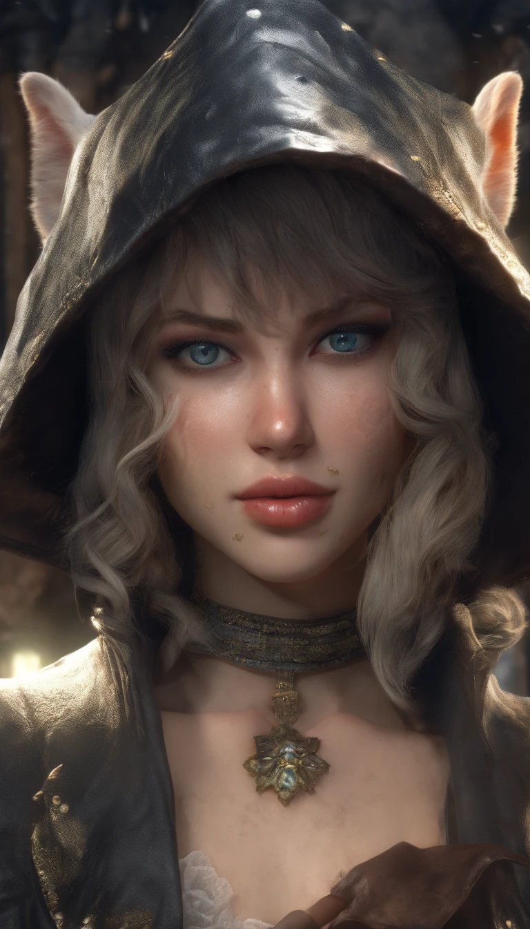 (Professional 3D Rendering:1.3) ng (realisitic:1.3) Photos of the most beautiful works in the world,Beautiful women , ((Sexy Portrait Woman, Nice chest set, cleavage, big size ass)), beautifull face, Blue Eyes, enchanting expression, Full-body 8K Unity Render, action shot, Skin pores, very dark lighting, Dense shading, detailed, Detailed face, (lively, photograph realistic, realisitic, Dramatic, Dark, Sharp focus, 8K), (Old leather garments damaged by weathering:1.4), ((((Wearing fur)))), (intrikate:1.4), Decadent, (highly detaild:1.4), digital painting, rendering by octane, Art Station, concept-art, silky, Sharp focus, Illustration, Art germs, (Loisch:0.23), Wlop Ilya Kuvshinov, Greg Rutkowski(Greg Rutkowski)and Alphonse Mucha Gracias(Thank you so much Alphonse), (Global Illumination, Studio Light, Bolshetic Light), Heavy rain, floating particles, villainess, Fantasy, elf, full bodyesbian, ((Dark and ancient city background:1.3)),CG Society,Art Station