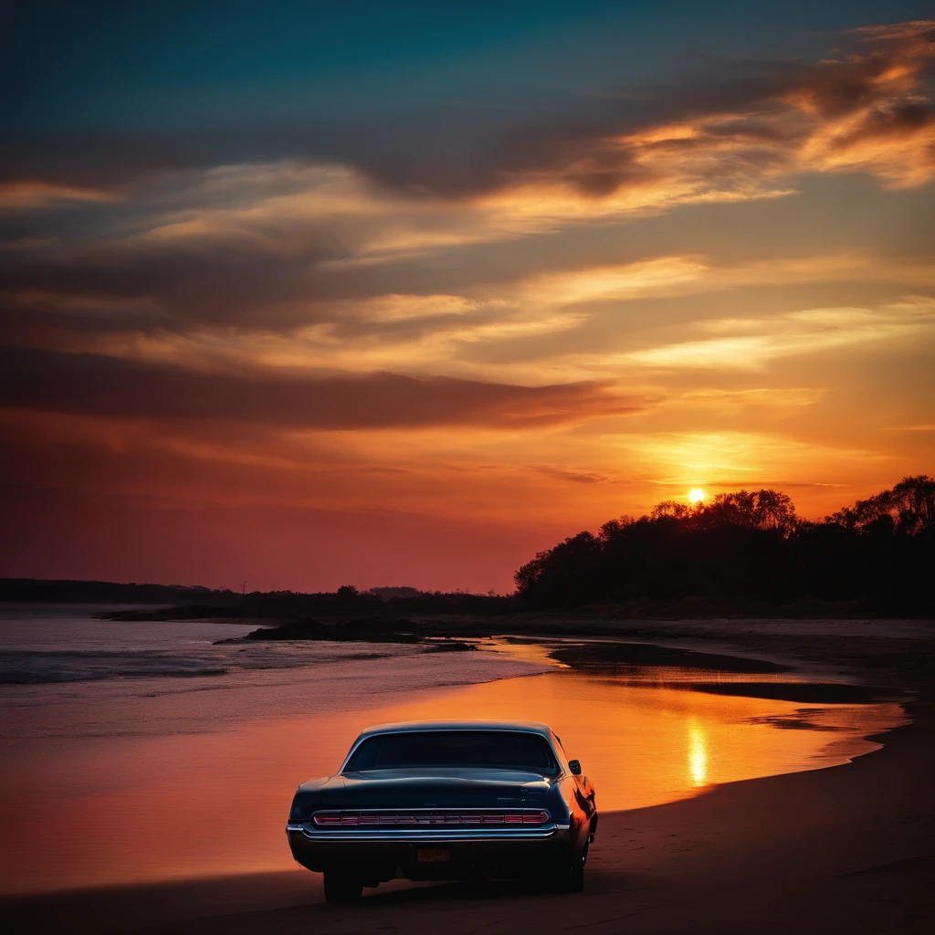 cd jacket, moody, beautiful sunset, photolistic
