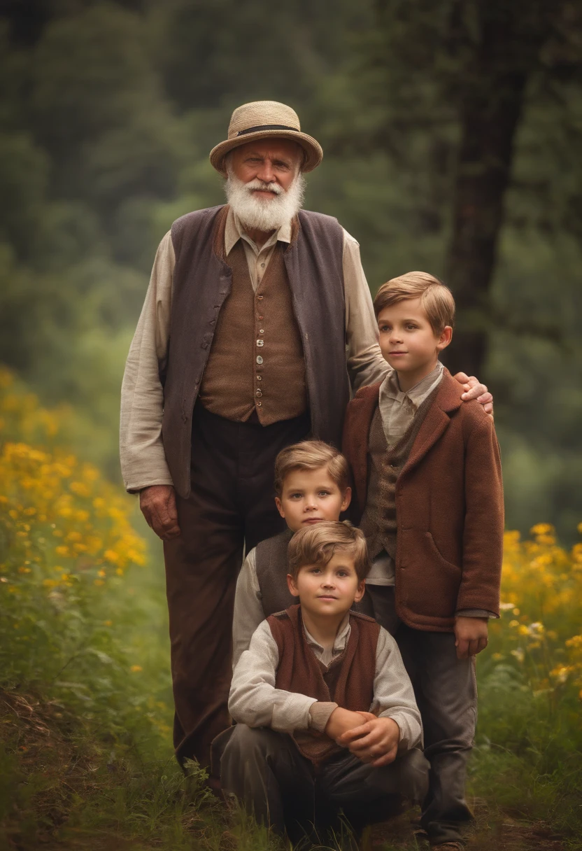 old father with 4 young boys