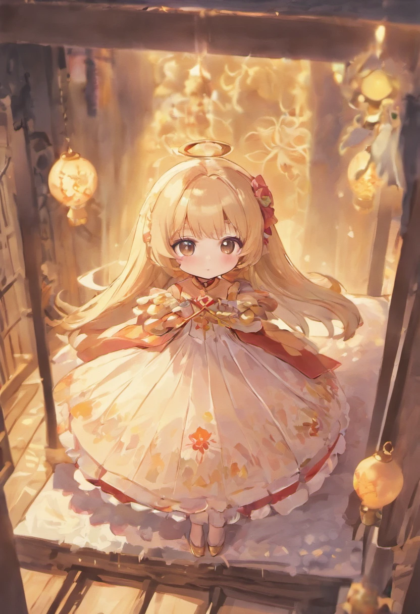 Carrying chicks in groups on the bed、hight resolution、4K、8K images、Hold your head and worry,A slight smil,Pop Mart Blind Box IP、100Close up portrait of cute knight doll of a person、Young One Angel Style、Wear longer, Dress fluently、Lop style、Poseline doll、Little people々々々々々々々々々々々々々々々々々々々々々々々々。Little people々々々々々々々々々々々々々々々々々々々々々々々々、unreal enginee 5、Light 3D/C4D production: 8K HD quality/illuminating/Ultra-fine lens description 1.5、flawless、Chibi Background/Cinematic。