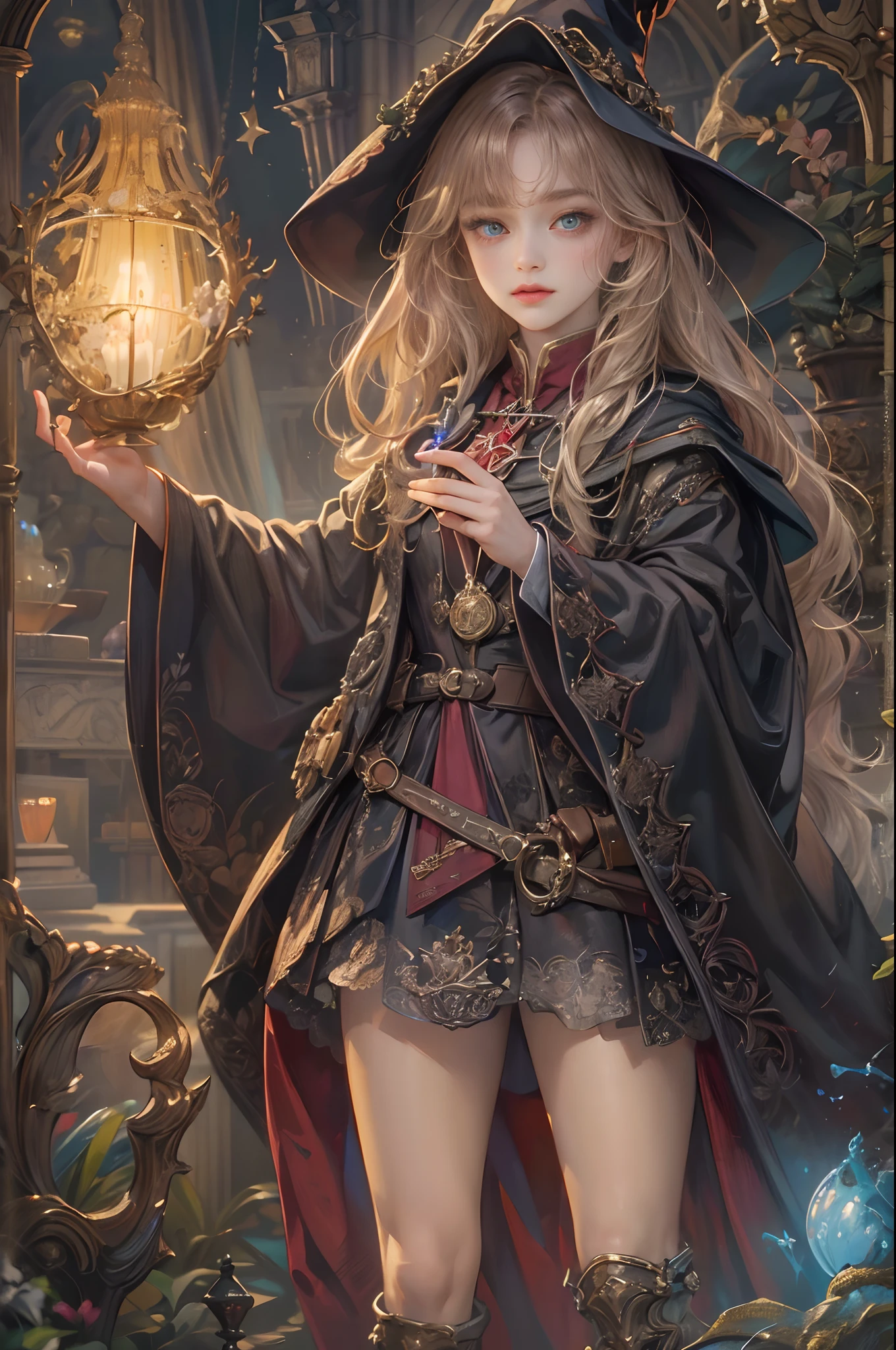 (absurdres, highres, ultra detailed, HDR), masterpiece, best quality, harry potter movie character, pretty heroine, big anime eyes, young girl, sorcerer, witch, detailed scenery, detailed character, art kenouji