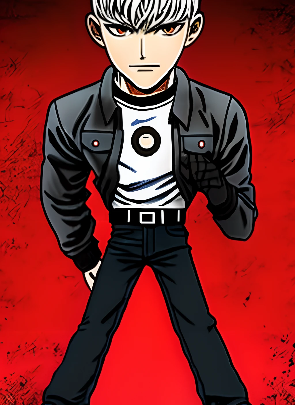 Crie um wallpaper vermelho e preto do guts do berserk de costas