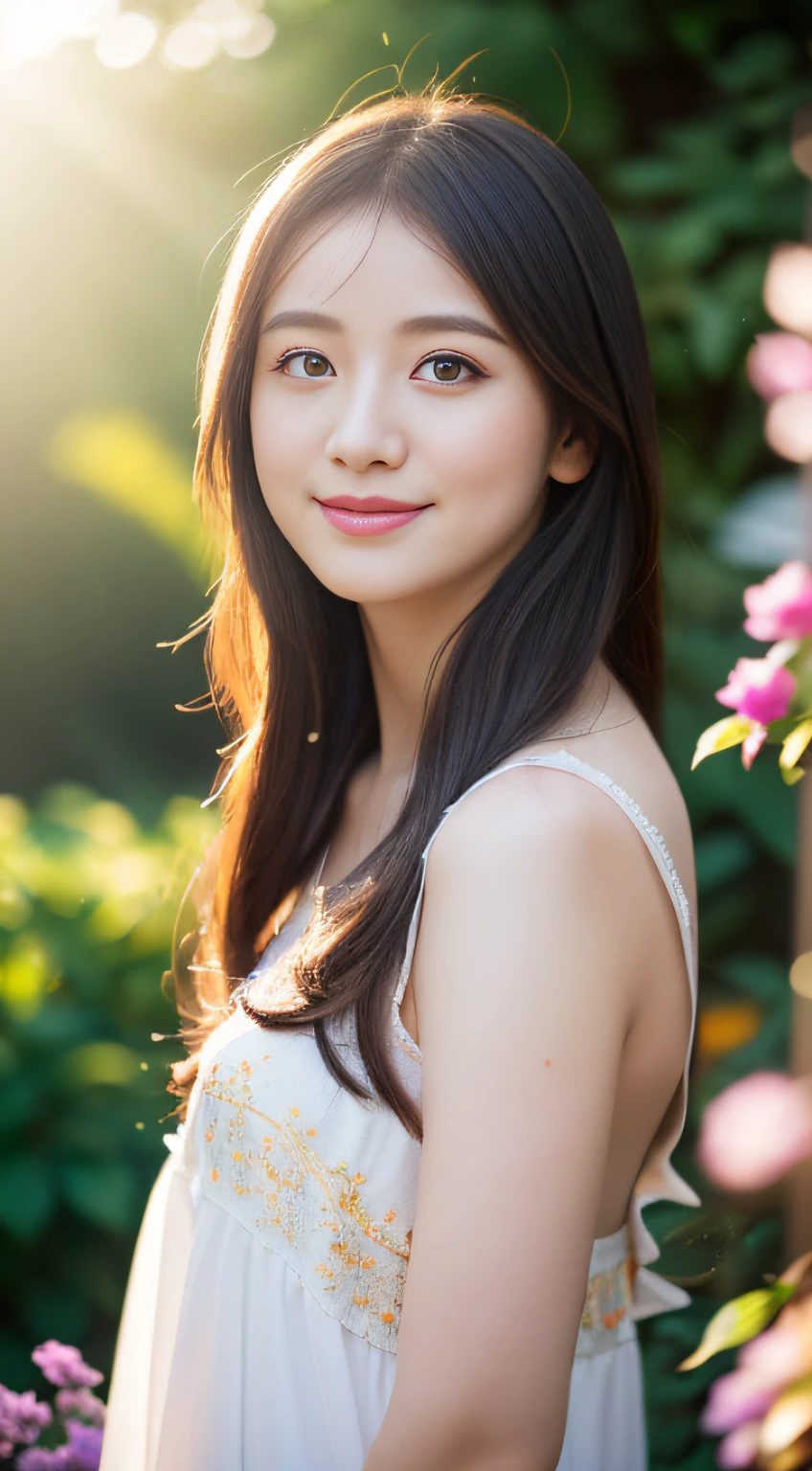 (((Full body photo))), (Single eyes)),(Sunset backlight))),(Thin blue eyeliner),(Lens flare))),((Lens flare),(Dress up as a priestess,In a Japanese garden)))),(Super Soft Focus))))), Smiling, , (((Looking into the distance)))), Twilight, Showering, The background is surrounded by colorful hydrangeas, hydrangeas, ((pastel sunset)), (yinchuan:1.5), Masterpiece, Best quality, RAW photo, Photorealistic, face, Beautiful girl, long whitr hair, ((((Depth of field)))), high resolution, Ultra detail, finedetail, Very detailed, Cinematic lighting