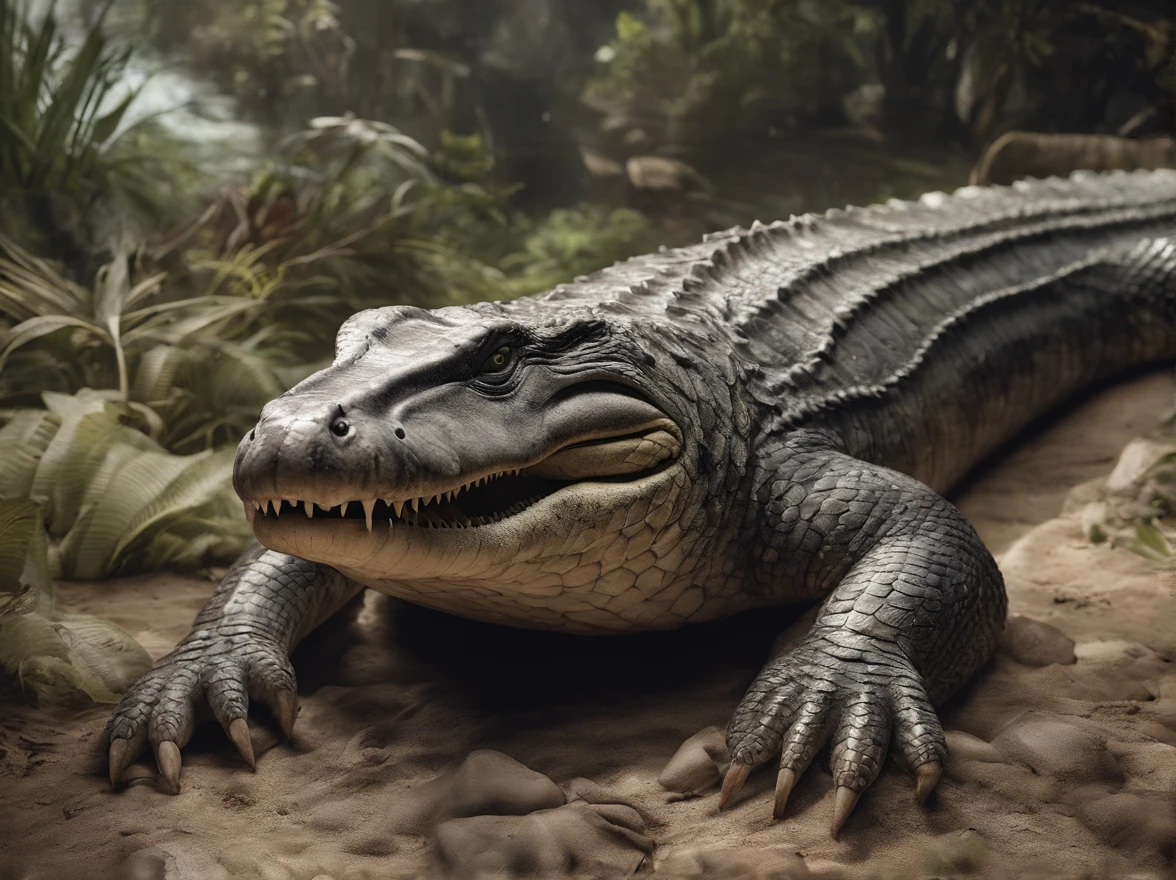 It's like a whale，But there are crocodile scales on the body，And the tail of the snake