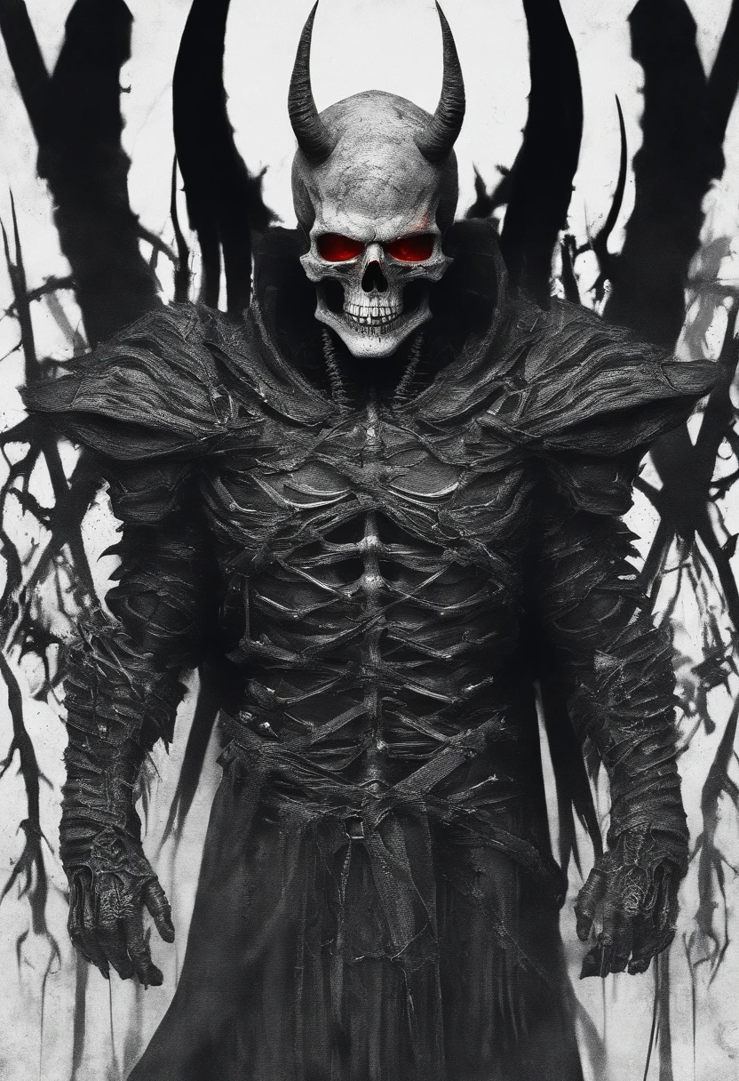 devil horns,Claws,battleaxe,Spooky environment,dentes pontiagudos,Berserker,full bodyesbian,Powerful aura,A strong sense of oppression,incredibly detailed,Red-eyed skeleton,The flames of hell are raging,Skeleton Legion,Ultra photo realsisim, art , close up potrait