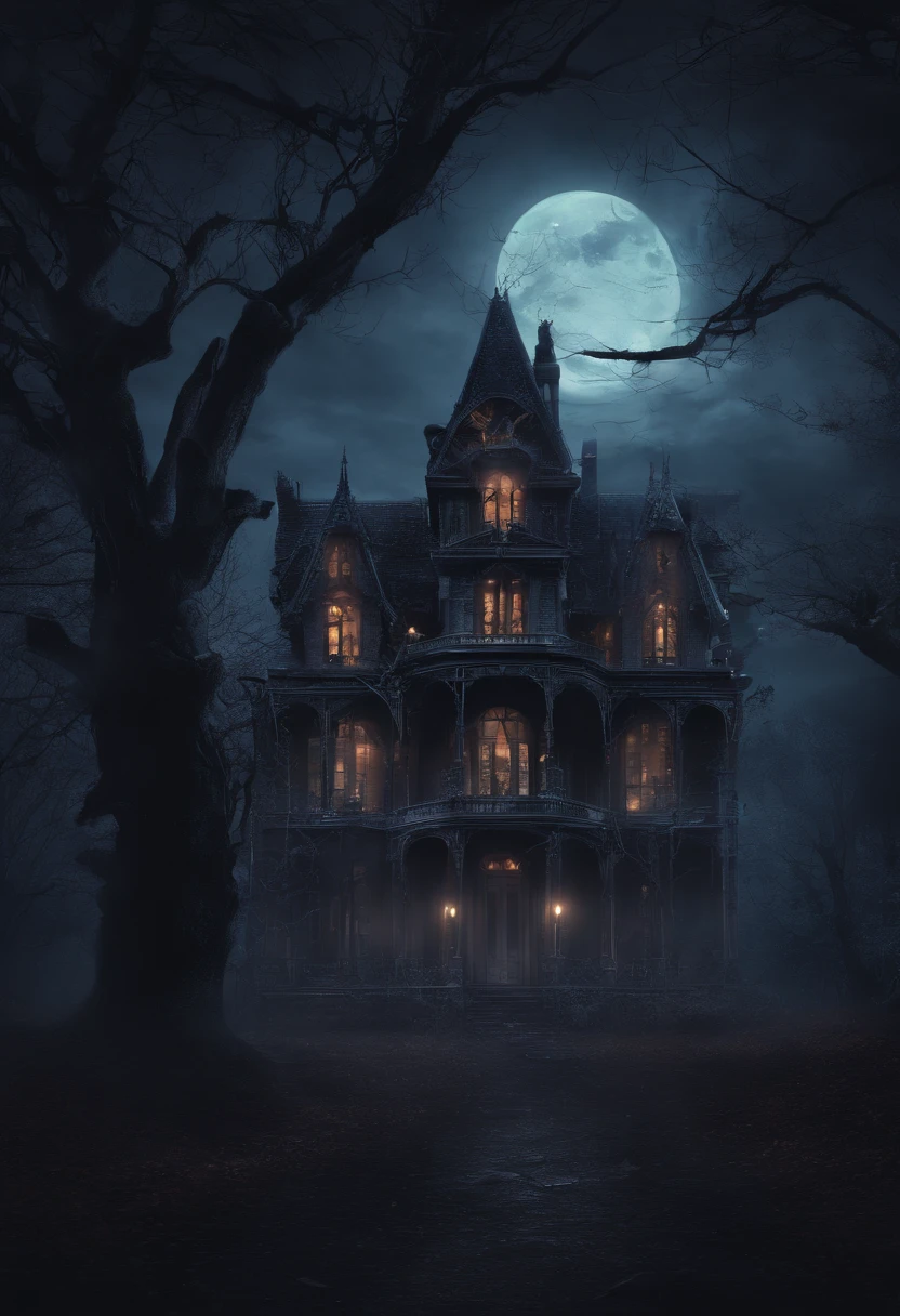 (best quality,4k,8k,highres,masterpiece:1.2),ultra-detailed,(realistic,photorealistic,photo-realistic:1.37),spooky cute bat, haunted mansion, full moon, dark atmosphere, gothic architecture, eerie shadows, misty surroundings, moonlight reflection, intense eyes, flapping wings, creaking doors, mystical creatures, mysterious atmosphere, hauntingly beautiful, mystical moonlit sky, enchanting ambience, bats flying, haunted aura, spooky charm, night-time drama, Victorian-style mansion, majestic presence, ominous vibes, hauntingly magical, twisted tree branches, glowing moonlight, creepy elegance, abandoned feel, eerie silence, mystical atmosphere, haunted charm, gloomy backdrop, spooky cuteness, bewitching scenery, chillingly adorable bat, ghostly aura, dark secrets, ominous beauty, supernatural elements, mysterious allure, spooky fantasy, eerie allure.