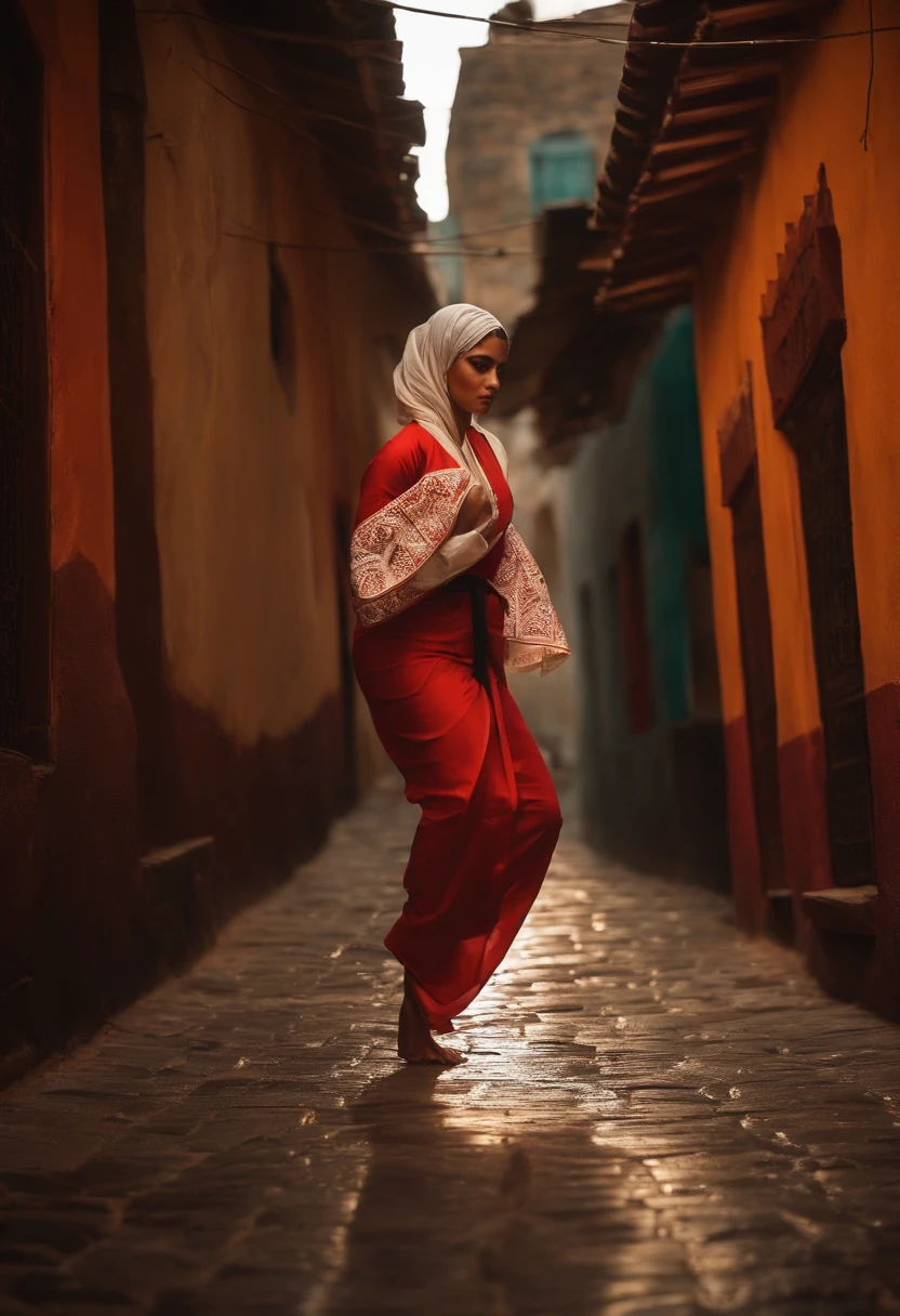 Femme taekwondo arabe en string et minijupe, Wicked Man, ruelle sombre