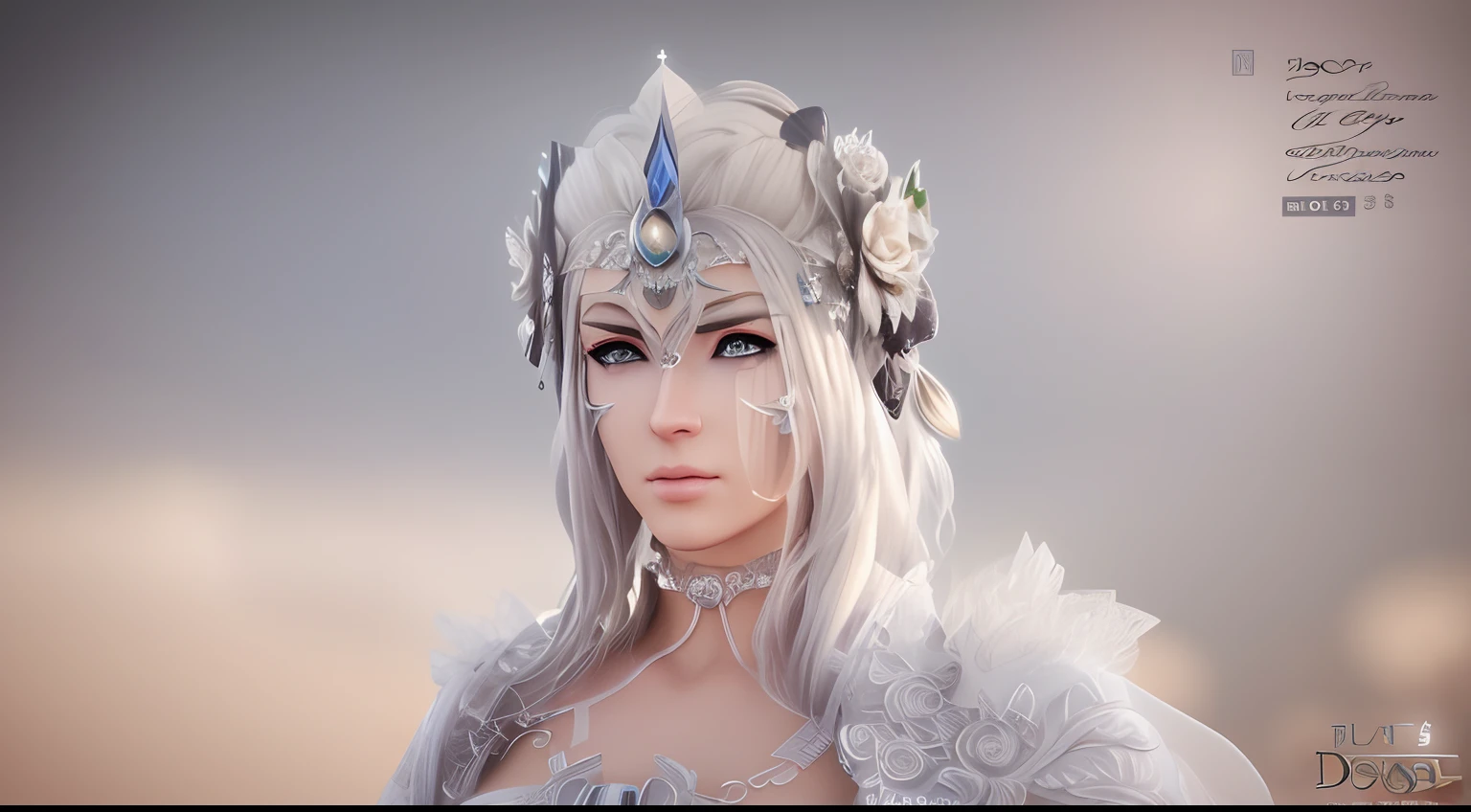 um close up de uma mulher com um cabelo branco e uma roupa preta, personagem de fantasia hiperdetalhado, Personagem altamente detalhado, deusa. Detalhes extremamente altos, 3 d render arte do caractere 8 k, Retrato de uma rainha elfa, retrato de fantasia fosco detalhado, Rainha elfa bonita e elegante, Personagem de close up, personagem de fantasia complexa, stuning fantasia 3 d render, Iconic character of high detail