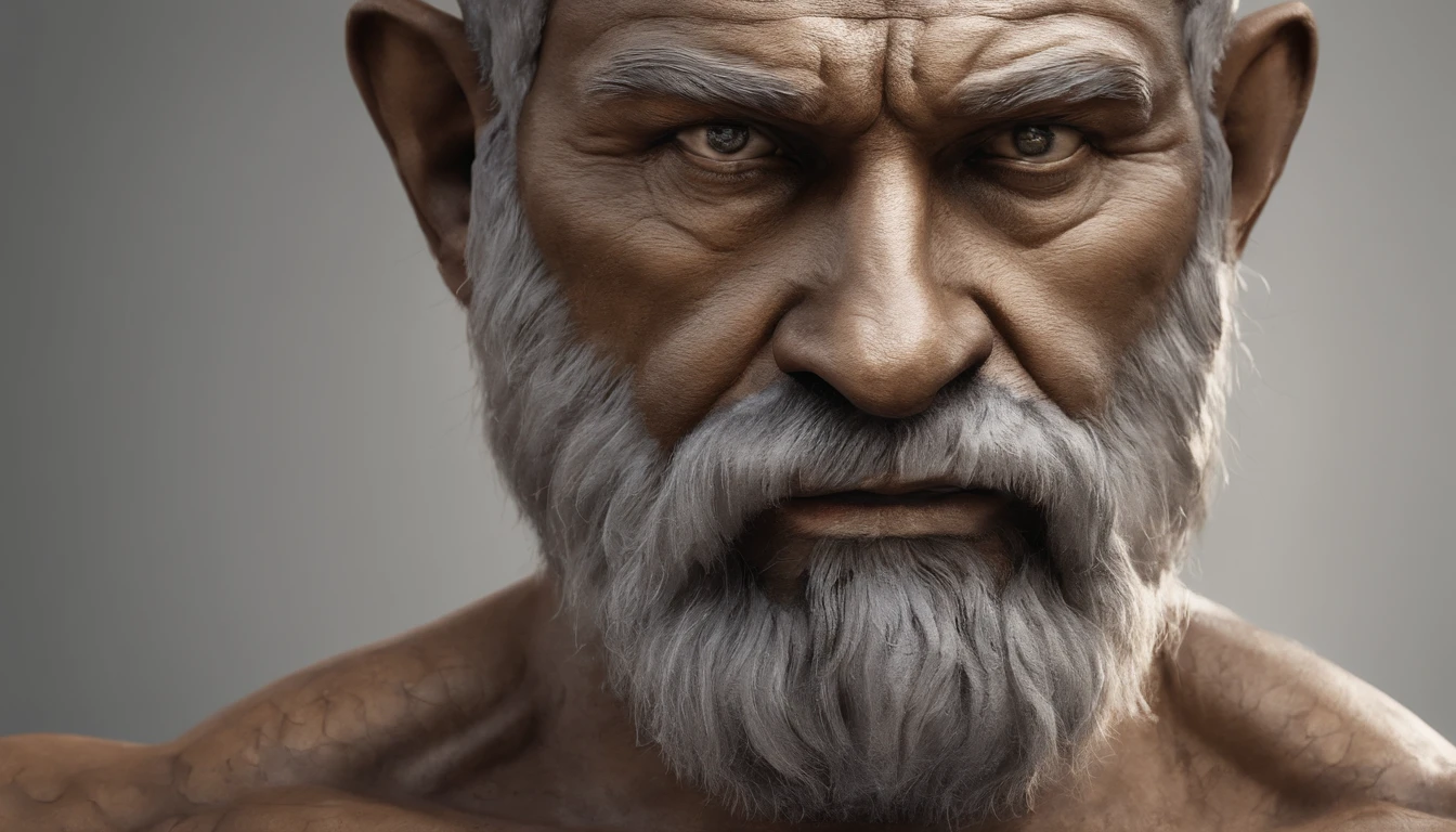 Statue of Greek philosophy with beard and muscles, cinemactic, 8k, fundo escuro, Detailed symmetrical realistic face, textura natural extremamente detalhada, peach fluff, short hair, master part, Absurdo, foto premiada por lee jeffries, Nikon Film Stock D850 Fotografia, kodak portra 400 camera f1.6 lentes, extremamente detalhado, Amazing, detalhes finos, cores ricas, textura hiper realista, dramatic lighting, UnrealEngine, trending on ArtStation, cinestill 800 tungsten, Olhando para o Viewer, Realistic photo, Foto RAW , TanvirTamim, alta qualidade, high resolution, foco nítido, extremamente detalhado, Cinematic lighting, 8k UHD,