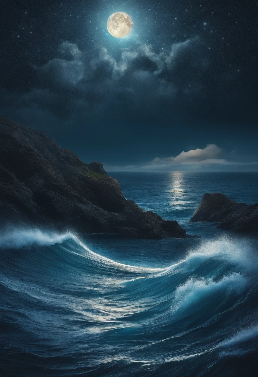 poderia, Por favor, criar, a partir da deusa Jaci, Her being the Moon itself commanding the seas of planet Earth? Being totally an image production in drawing
