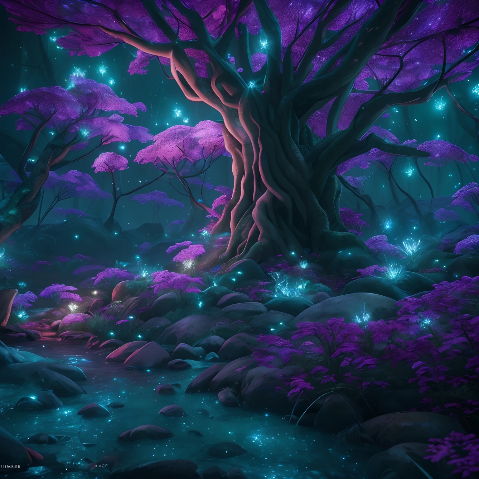 tmasterpiece，Best quality at best，high high quality，extremely detaile，8K，Fantastic snow and ice jungle，ice witch，Colorful ice magic，glowing sprites，Natural elements in the forest theme，Colorful snow and ice jungle，Epic fantasy art style，Delicate leaves and branches are surrounded by fireflies（nature elements），（Jungle theme），（Foliage），（tree branch），（glowworm），（Particle effect）and other 3D， Octane rendering，Ray traching，Super meticulous，Depicting the harmony between man and nature