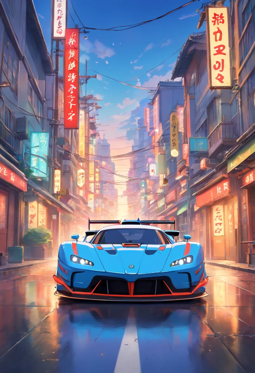 (best quality,4k,highres,masterpiece:1.2),ultra-detailed,realistic,anime:1.37,japanese race car,animated,shiny metallic exterior,bold colorful decals,sleek aerodynamic design,vibrant speed lines,aggressive stance,high-performance tires,blurry background,fast motion effect,bright neon lights,night race,smoke trails,dynamic action scene,dramatic camera angles,exciting atmosphere,high-octane energy