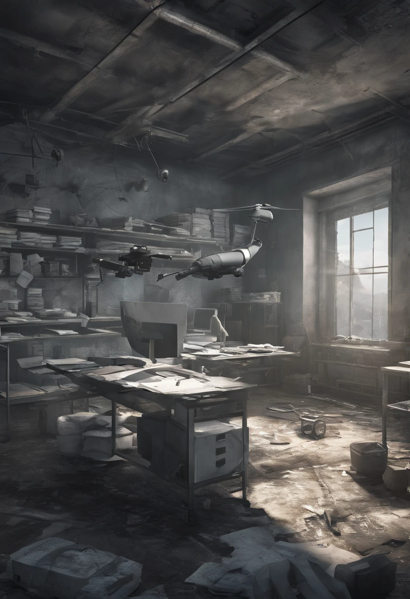 drone view , a doctor on his office