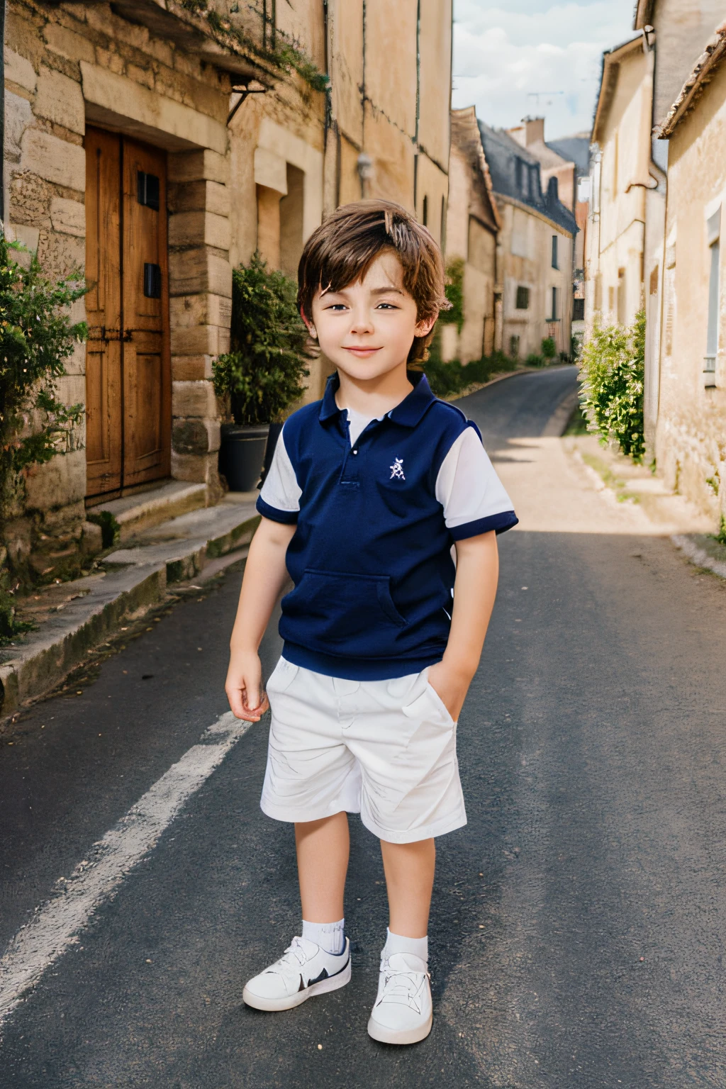 a white boy in france, village background