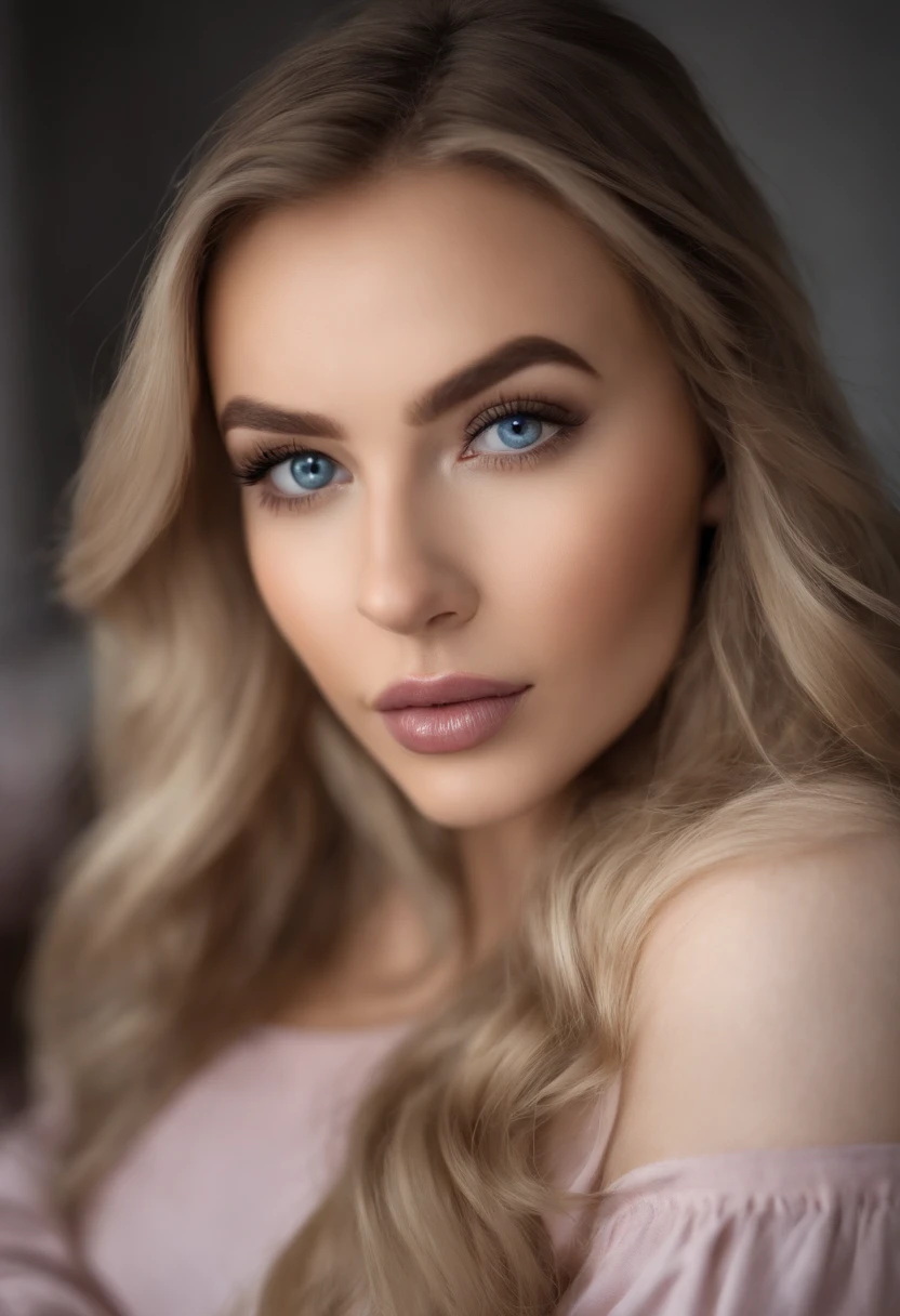 une blonde de 24 ans (Femme aux deux yeux bleus), Total nudity, sextoy rose dans la bouche, regard sexy