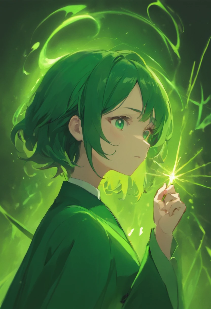 Snape waved his wand,Close-up of bust,Slytherin school uniform,Realistic1:3,Ghibli anime,clean backdrop,Light sense,4K,