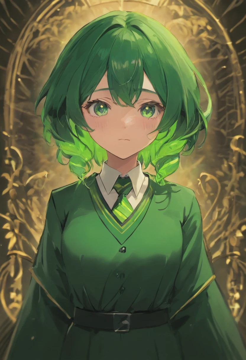 Snape waved his wand,Close-up of bust,Slytherin school uniform,Realistic1:3,Ghibli anime,clean backdrop,Light sense,4K,