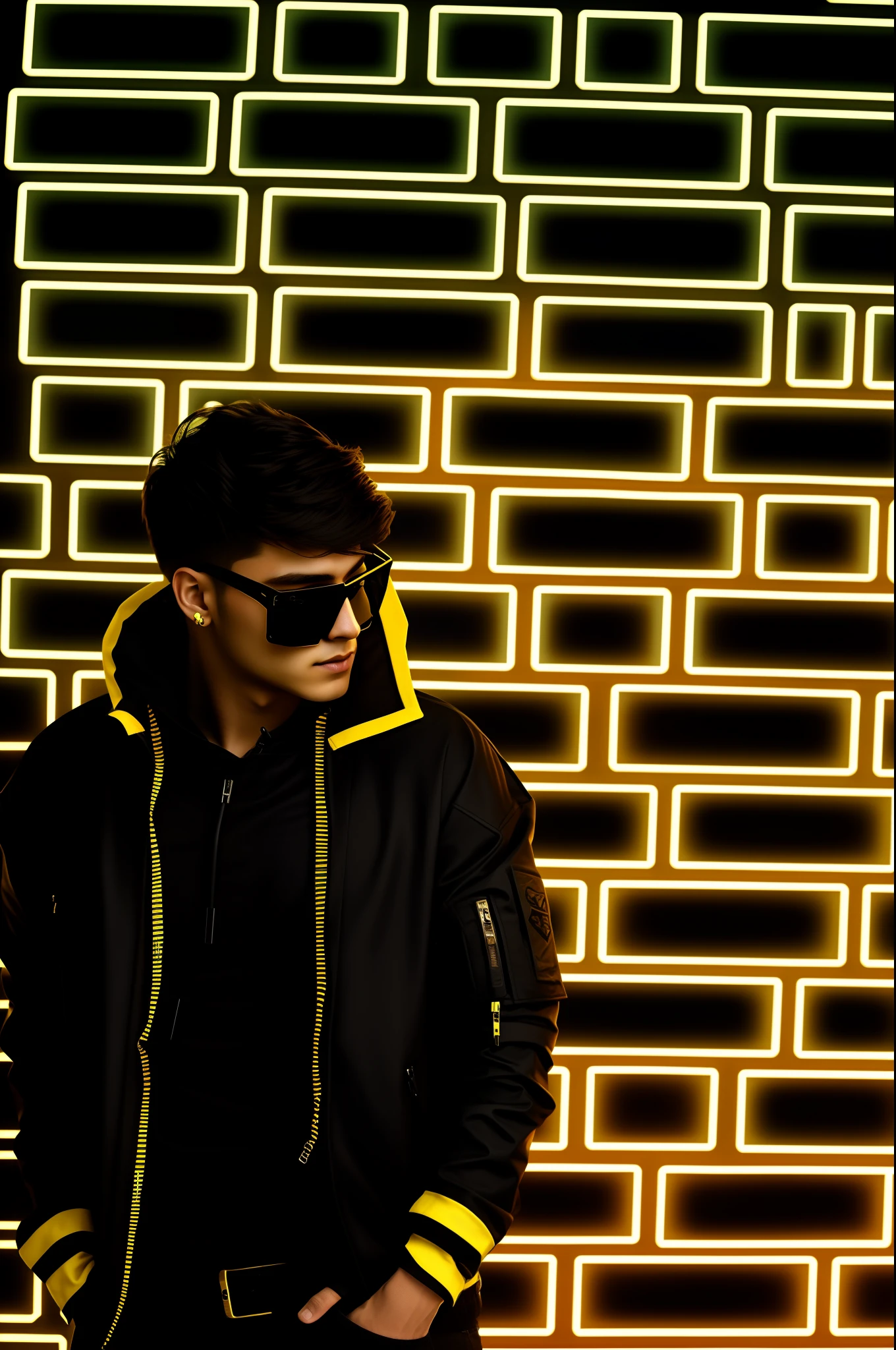 Change background cyberpunk handsome boy, realistic face, 8k, ultra realistic, pikachu