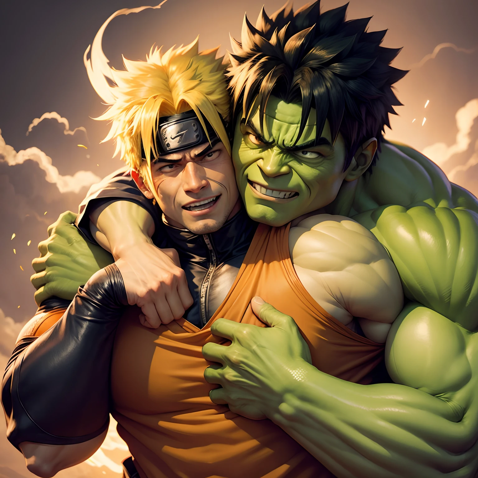 Hulk hugging Naruto