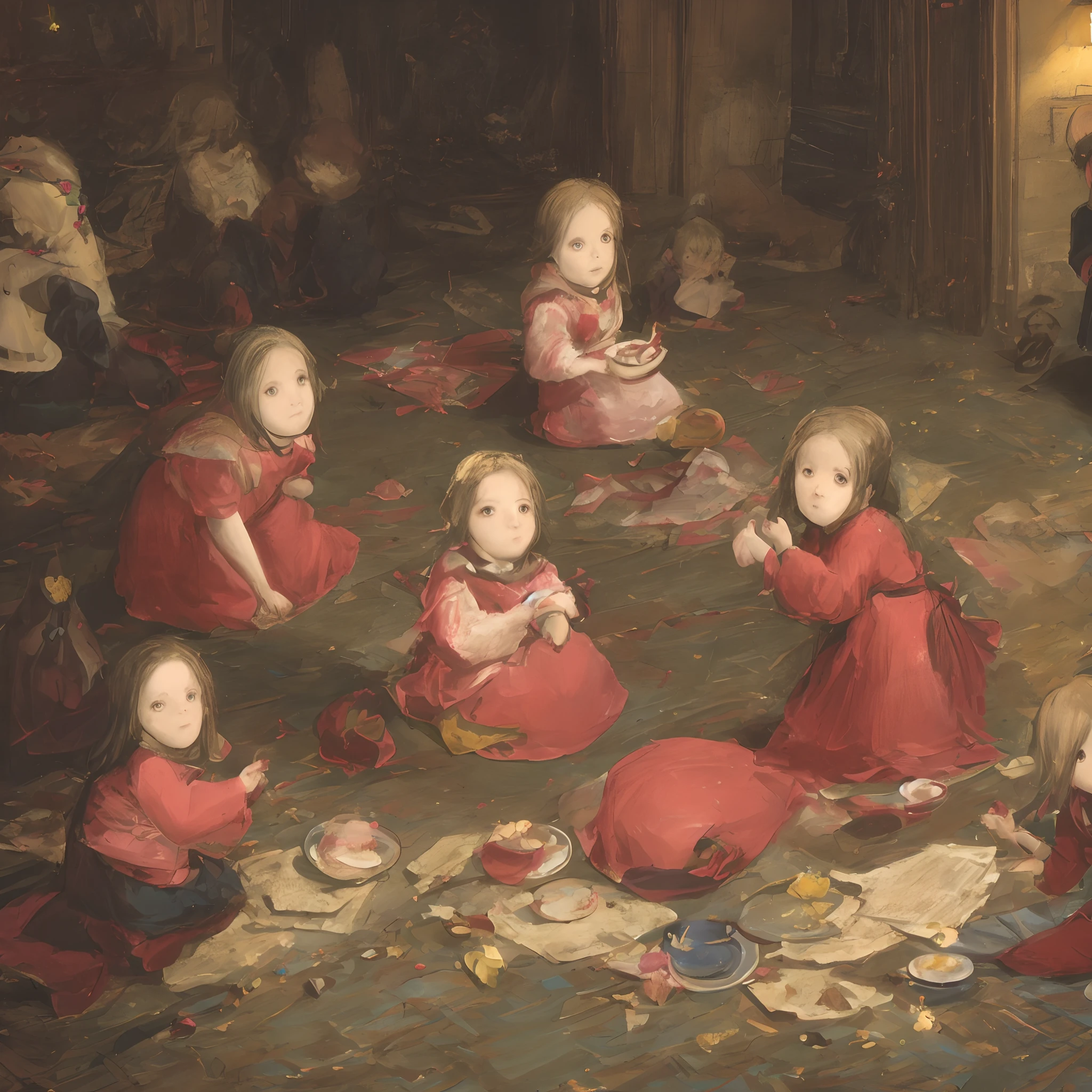 Three girls sitting on the floor with cake and celebrating the day