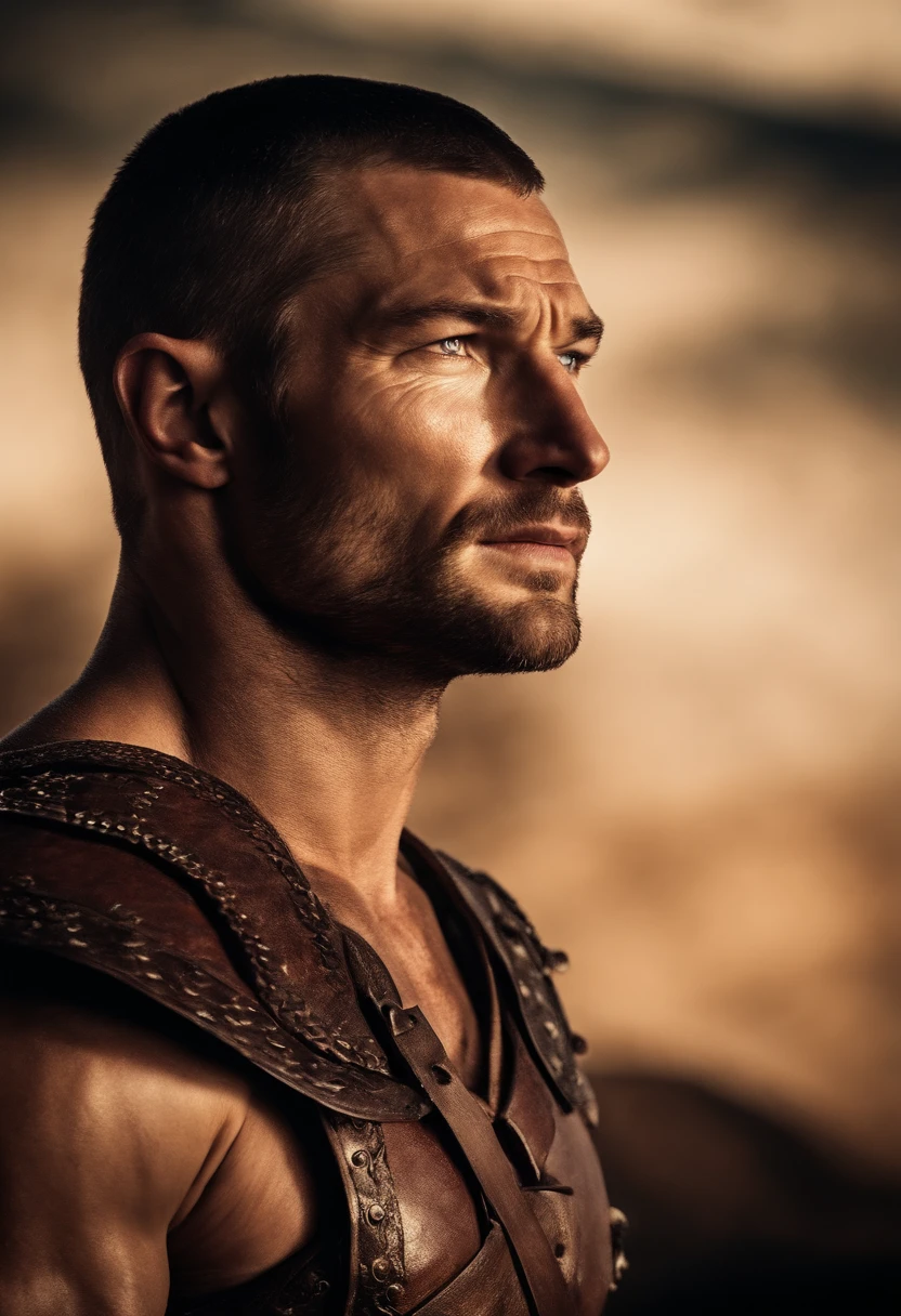 Andy Whitfield as spartacus from tv show Spartacus, realistic