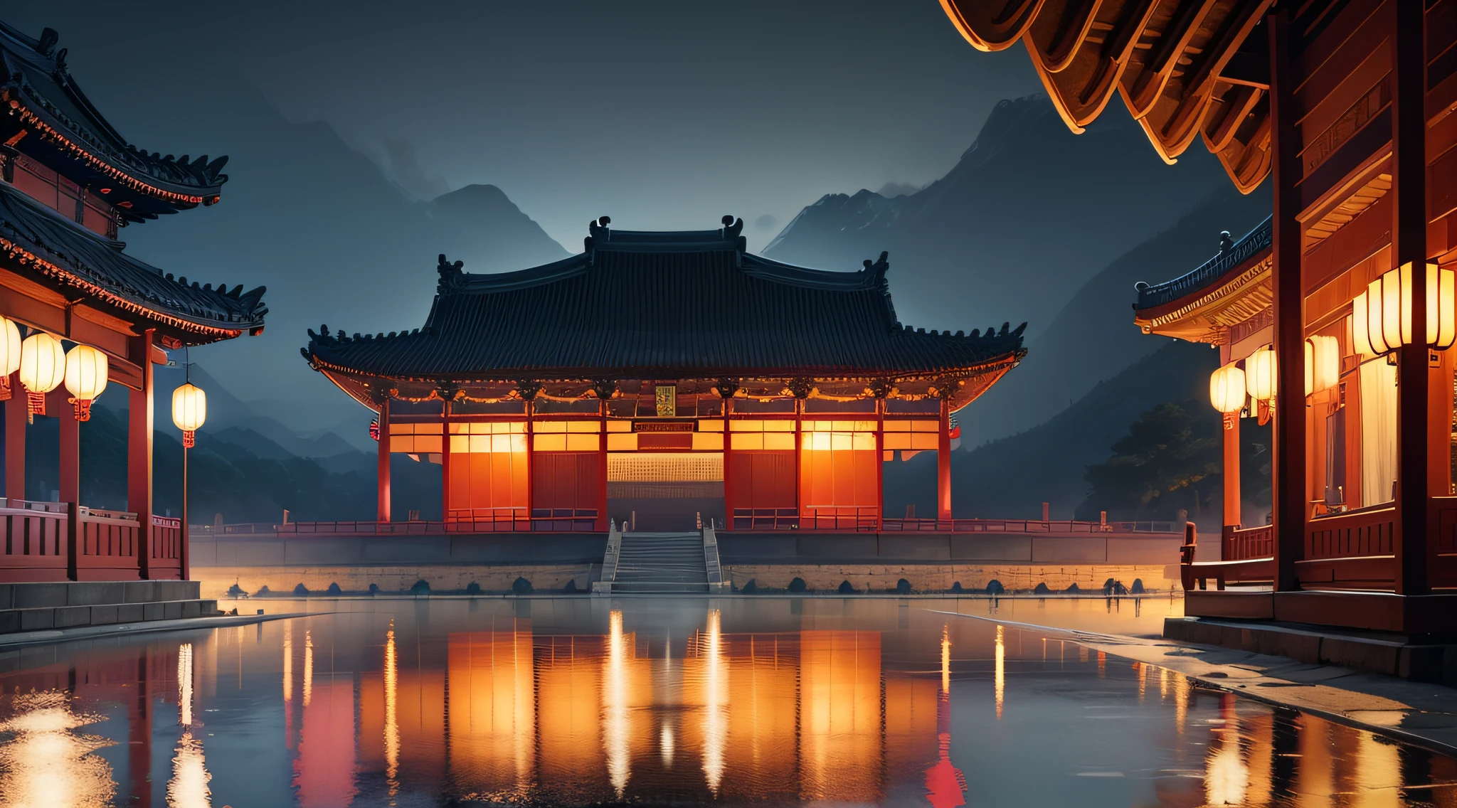 Palaces in Korea, Gyeongbokgung Palace, rainy night