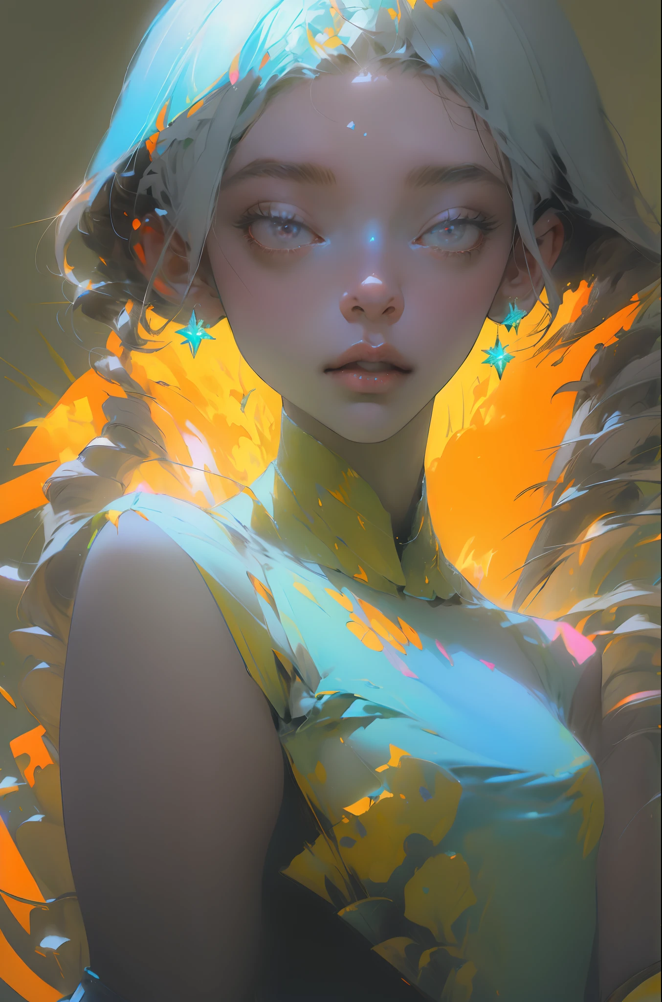 realista, (La mejor calidad, obra maestra:1.3),1demonio,solamente,
cabello plateado, pupilas brillantes, pelo corto, slicked-back hair,
Ahuecamiento de manos, Holding fluorescent bird , Discurso BrillantesAI_pale blue
grey background,1woman .ojos coloridos, cabello largo ondulado amarillo, glass barrel bottom, mirando al espectador, fondo de pantalla CG 8k extremadamente detallado