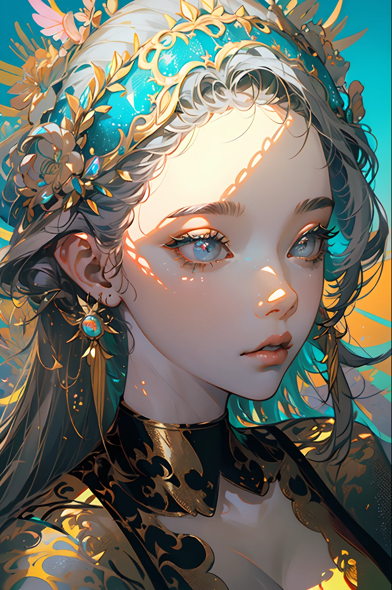 realista, (La mejor calidad, obra maestra:1.3),1demonio,solamente,
cabello plateado, pupilas brillantes, pelo corto, slicked-back hair,
Ahuecamiento de manos, Holding fluorescent bird , Discurso BrillantesAI_pale blue
grey background,1woman .ojos coloridos, cabello largo ondulado amarillo, glass barrel bottom, mirando al espectador, fondo de pantalla CG 8k extremadamente detallado