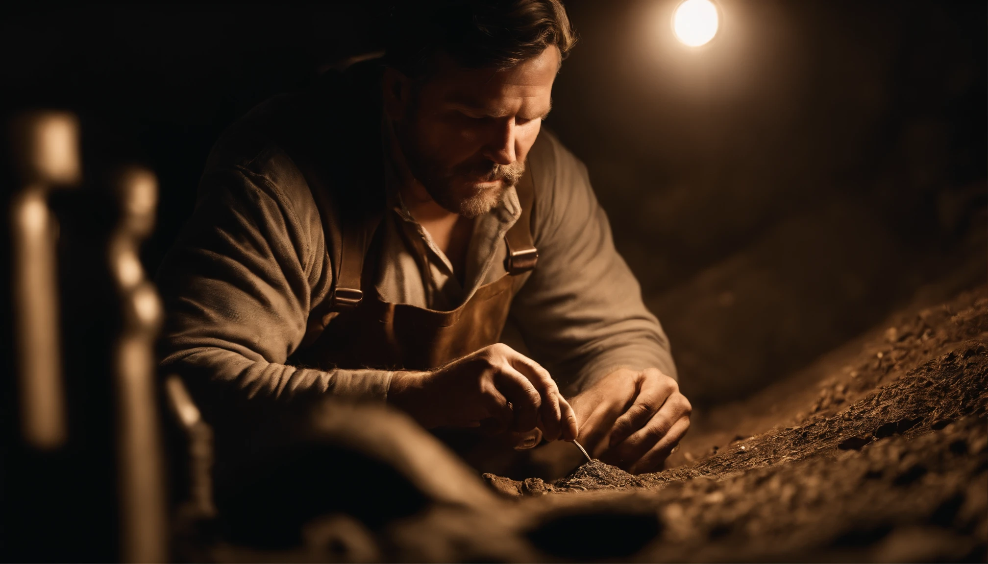 Labor man working in the mine, studio lighting, professional shoot, detail image, photo realistic,