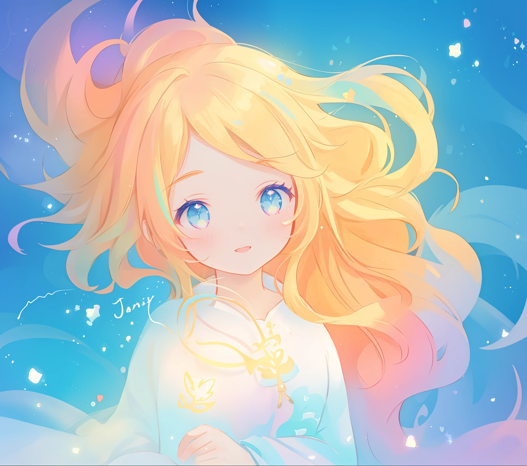 beautiful girl, flowing white gown, vibrant pastel colors, (colorful), magical lights, long flowing golden hair, inspired by Glen Keane, inspired by Lois van Baarle, disney art style, by Lois van Baarle, glowing aura around her, by Glen Keane, jen bartel, glowing lights! digital painting, flowing glowing hair, glowing flowing hair, beautiful digital illustration, fantasia background, whimsical, magical, fantasy, beautiful face, ((masterpiece, best quality)), intricate details, highly detailed, sharp focus, 8k resolution, sparkling detailed eyes, liquid watercolor