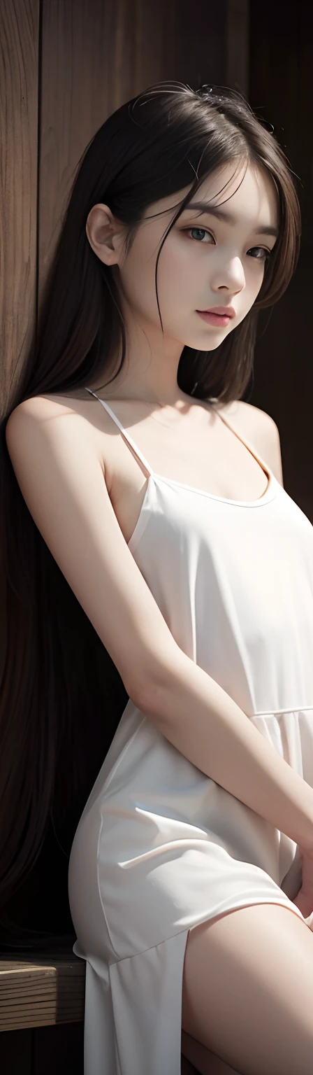 (Highest quality, masterpiece:1.2), Highest quality, Realistic, Neat 、Off-field、(Slime)、Realistic、detailed, Skin Texture, 超detailedな、Delicate and sexy collarbone、Laughter、非常にdetailedな顔、detailedな唇、detailedな目、Small breasts、Small breasts、Small shopping mall、Flat Chest、Face with emphasis on breasts、(( Are standing、 uniform、The gesture of taking off a sheer white miniskirt dress,))、((((Take off your dress and become completely naked))))))