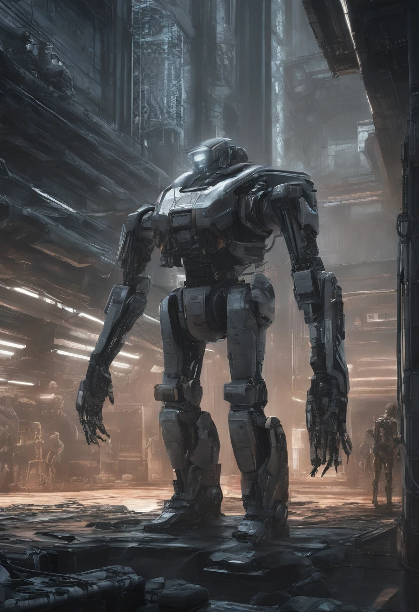 Hyper realistic, intricate details, a group of people in a room with multiple computers and monitors, sci-fi cybernetic implants hq, cybersuits, futuristic cloning facility, cyber skeletons, diverse cybersuits, neon scales and cyborg tech, advanced digital cyberpunk art, muted cyberpunk style, hyper-realistic cyberpunk style, cyberpunk aesthetics, futuristic cyberpunk scenario, cybernetic body, like a cyberpunk workshop