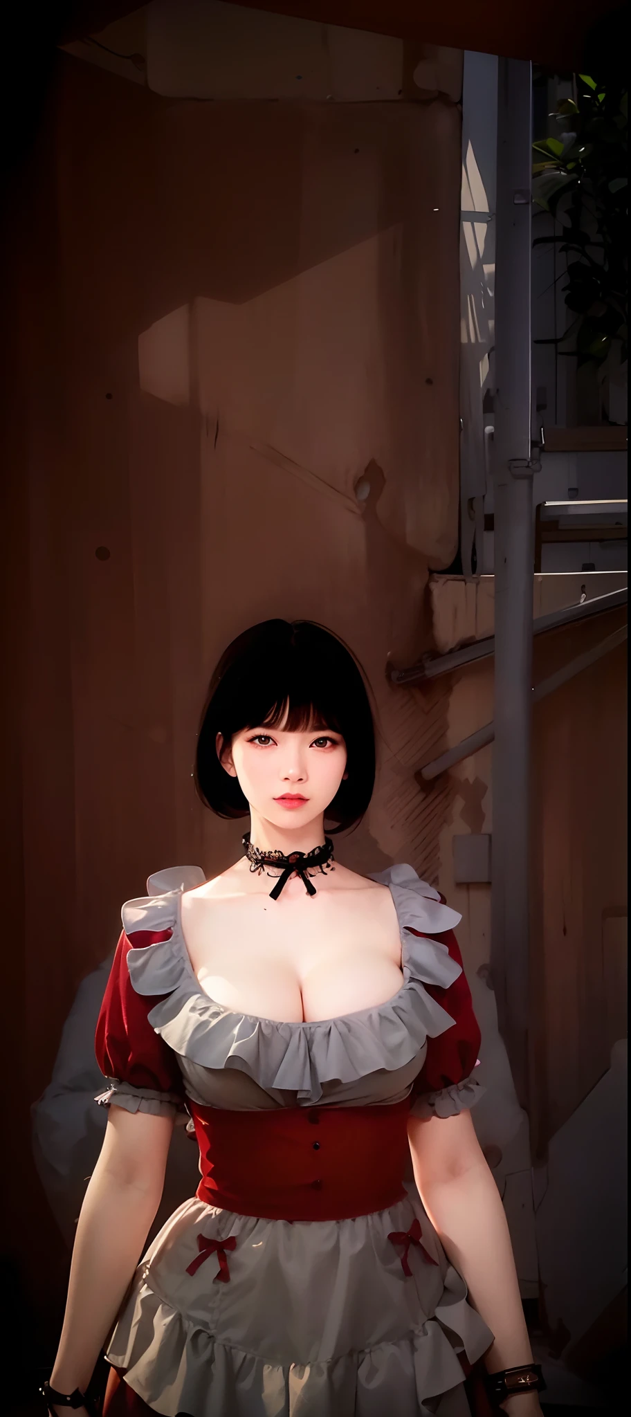(8k, RAW photo, photorealistic:1.25) ,( lipgloss, eyelashes, gloss-face, glossy skin, best quality, ultra highres, depth of field, chromatic aberration, caustics, Broad lighting, natural shading, Kpop idol) looking at the audience With serenity and goddess-like bliss, big breasts, (big breasts), (big tits), full body,