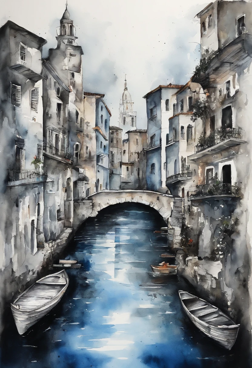 white and black photos of a city with a blue water, in the style of contemporary collage, animated gifs, album covers, fluid, high detailed, yankeecore, relief