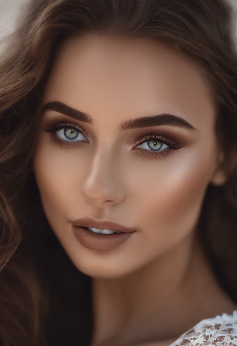 Arafed woman completely , fille sexy aux yeux bruns, ultra realist, Meticulously detailed, Portrait Sophie Mudd, cheveux bruns et grands yeux, selfie of a young woman, Dubai Eyes, Violet Myers, sans maquillage, maquillage naturel, looking straight at camera, Visage avec Artgram, Maquillage subtil, Superbe photo du corps entier debout, dans la chambre, Medium to large bust