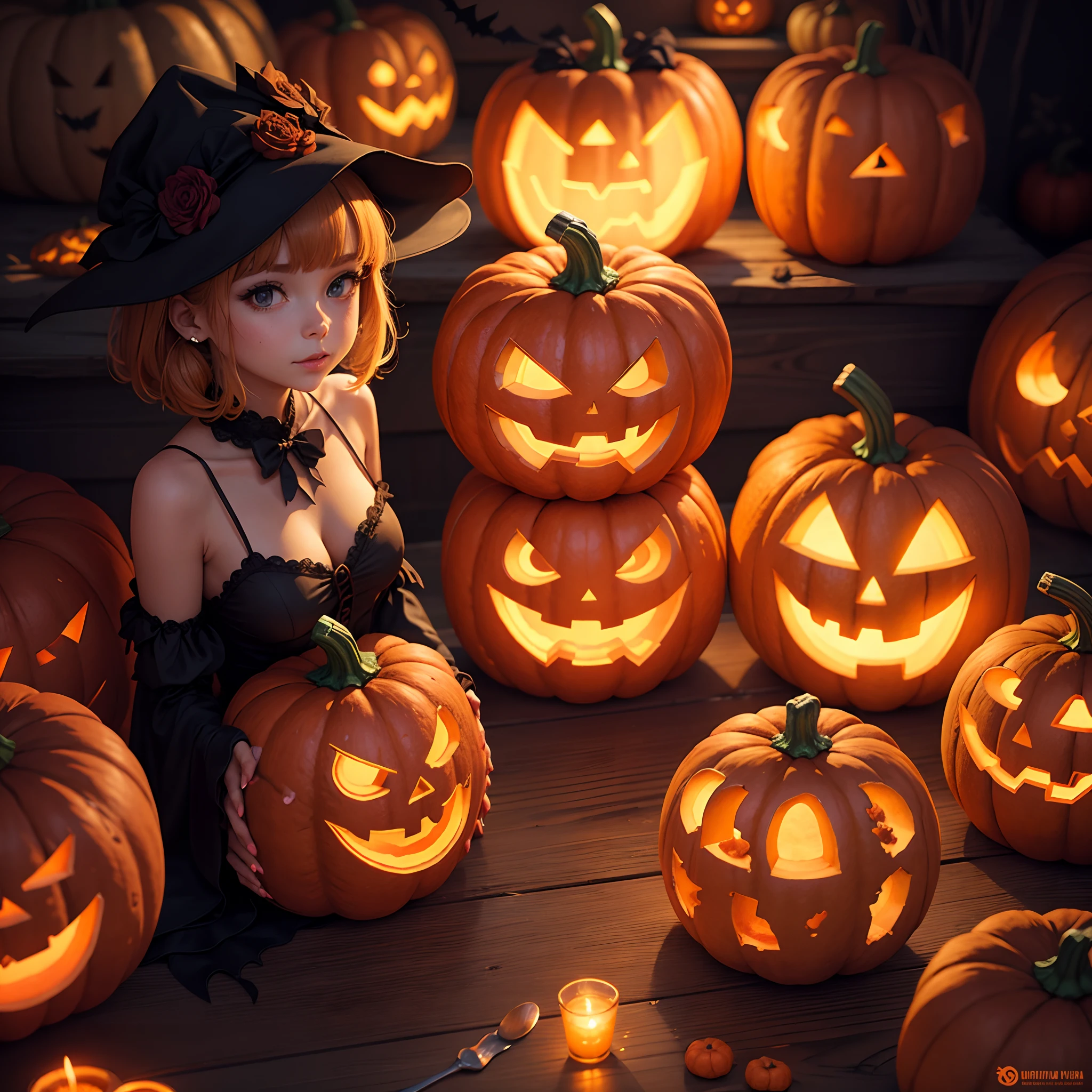 halloween, pumpkin, round, bright, neon