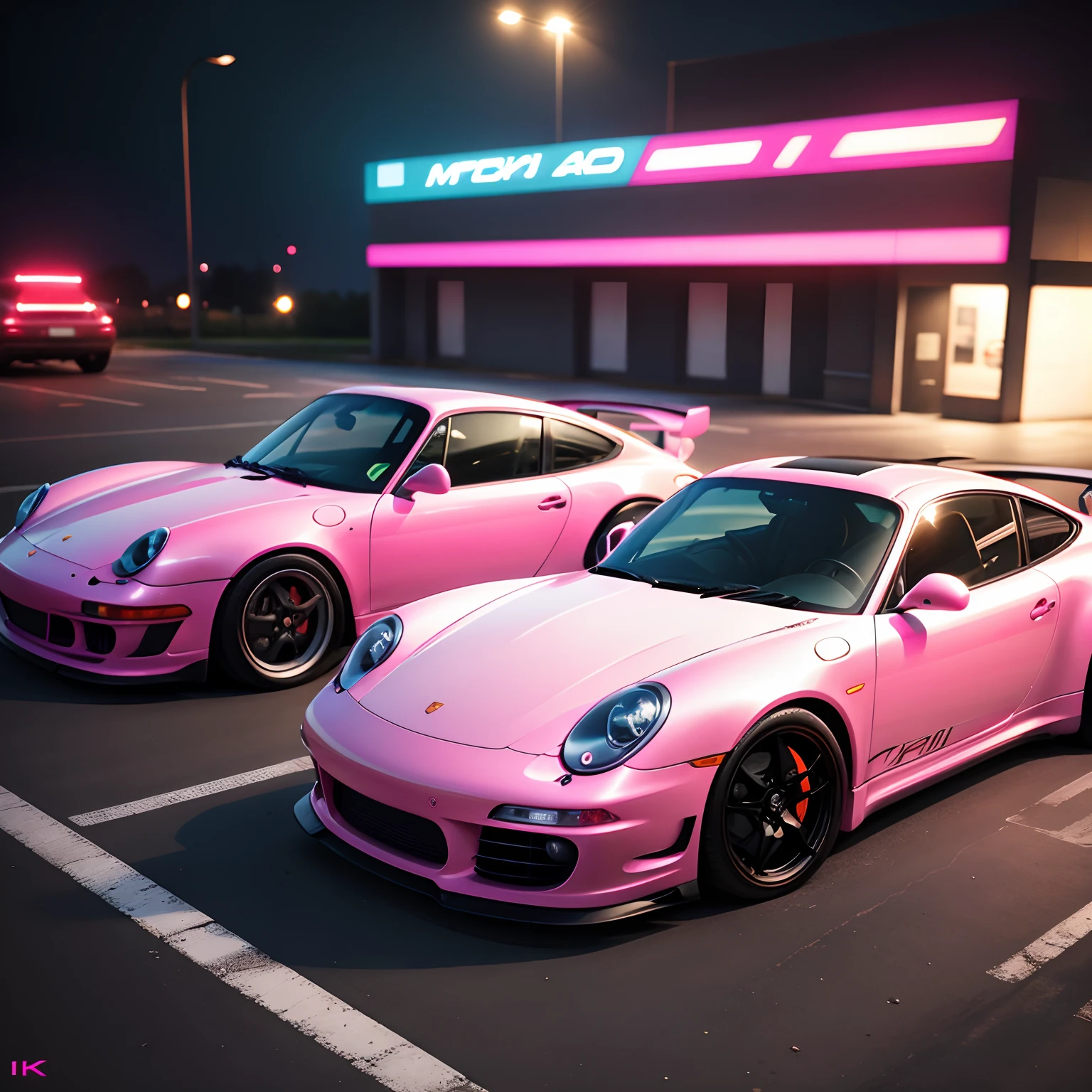 Neon Realistic Pink Porsche 4k Wallpaper