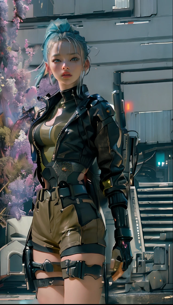 cyber punk Girl,(top-quality、8K、32K、​masterpiece、nffsw:1.3)、(The ultra -The high-definition)、(Photorealsitic:1.4)、Raw photography,Charming perfect figure,actionpose:1.2,Detailed cyberpunk fashion、World of Cyberpunk,Beautiful and well-groomed face、depth of fields,blurry backround,、