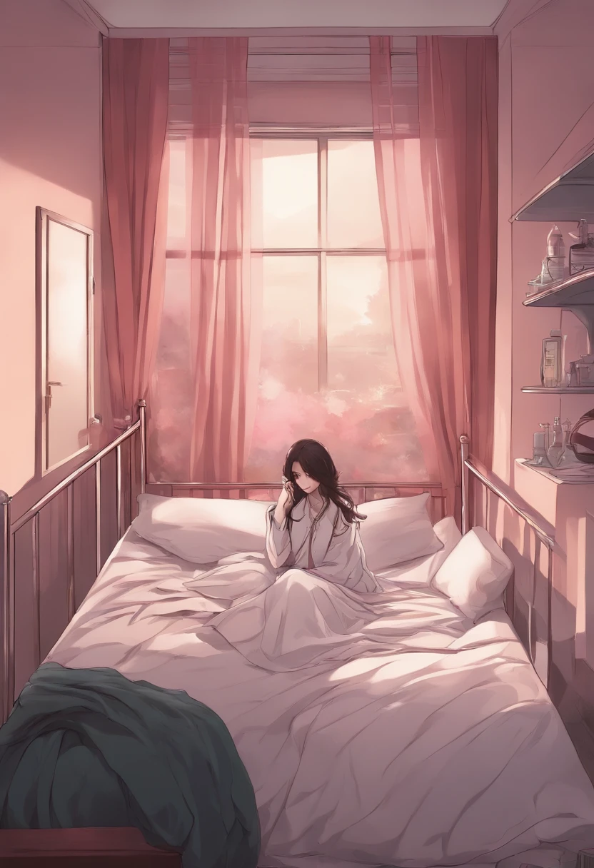 delicate picture,Real-world environment,True light,the setting sun,Pink room,Lovely bed,teens girl,One guy,校服,lacy stockings,Stick out your feet,