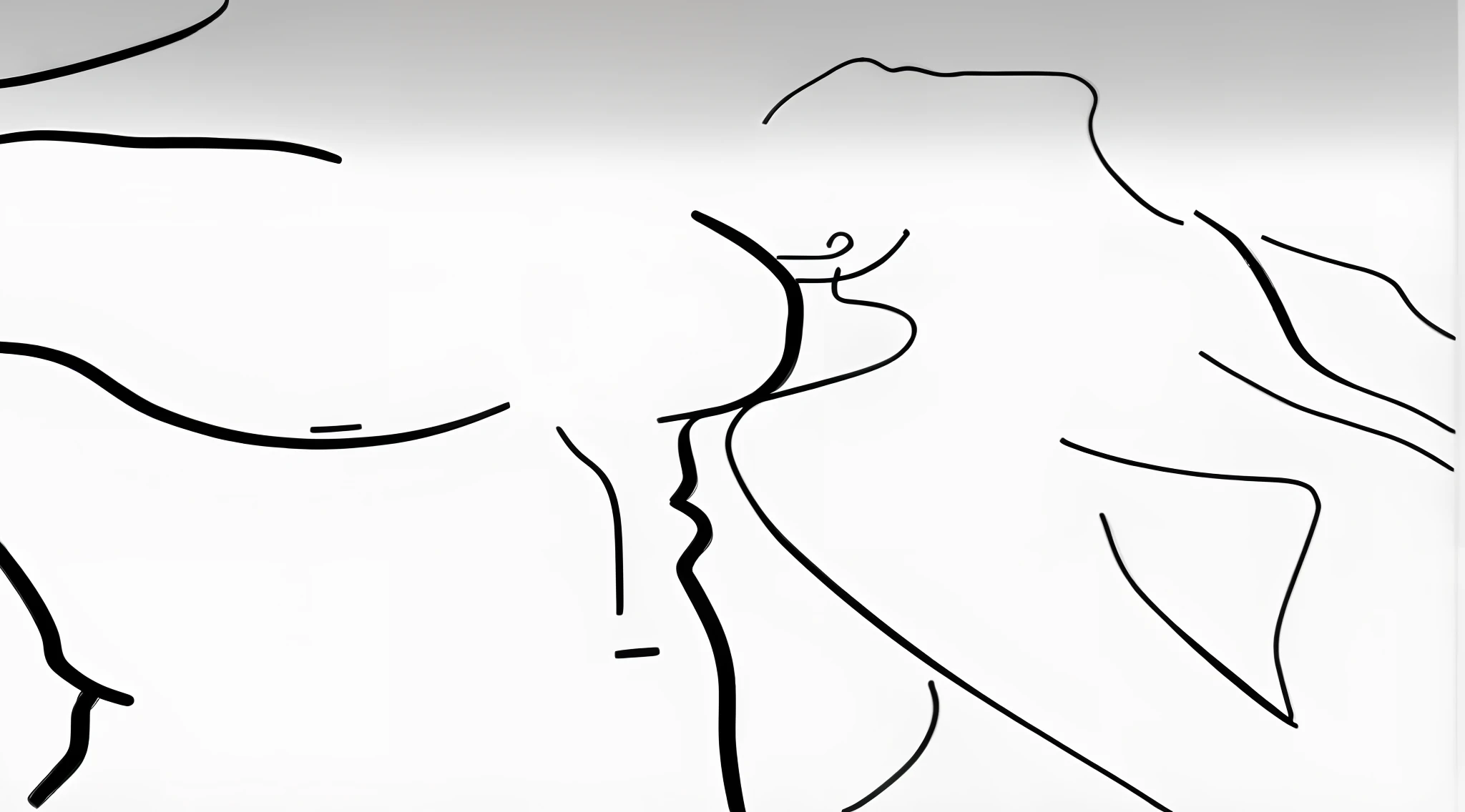 a drawing of a woman with a breast and a man with a hat, thick line drawing, one line drawing, thick line art, one line art, minimalist line drawing, minimalist line art, one - line drawing, one-line drawing, single line drawing, thin line art, by Keren Katz, simple line art, black line art, line drawing
