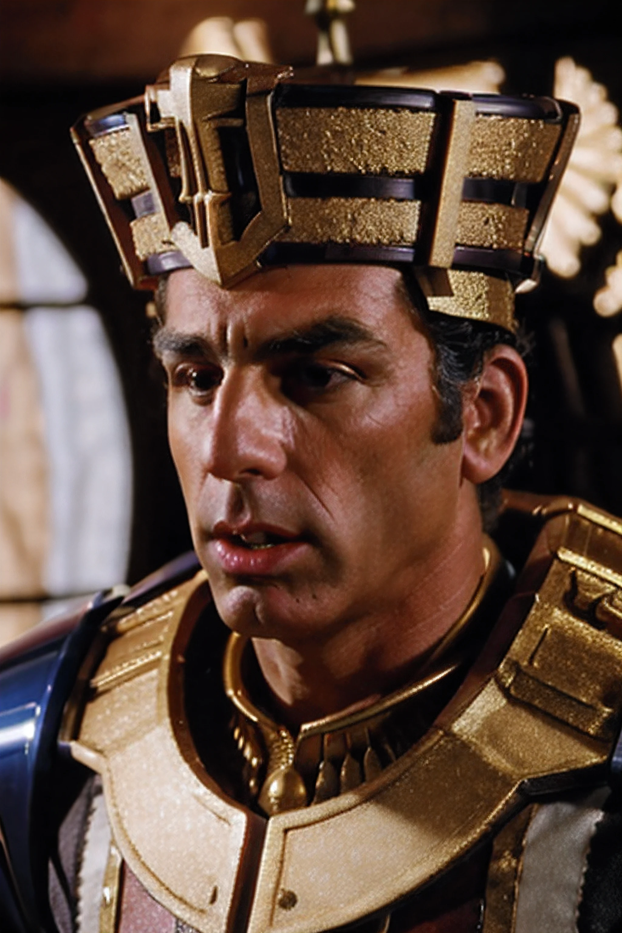 kramer as god emperor, (warhammer 40k), ornate armor, helmet, detailed face, intricate, (high detailed skin:1.2), 8k uhd, dslr, sharp, high saturation