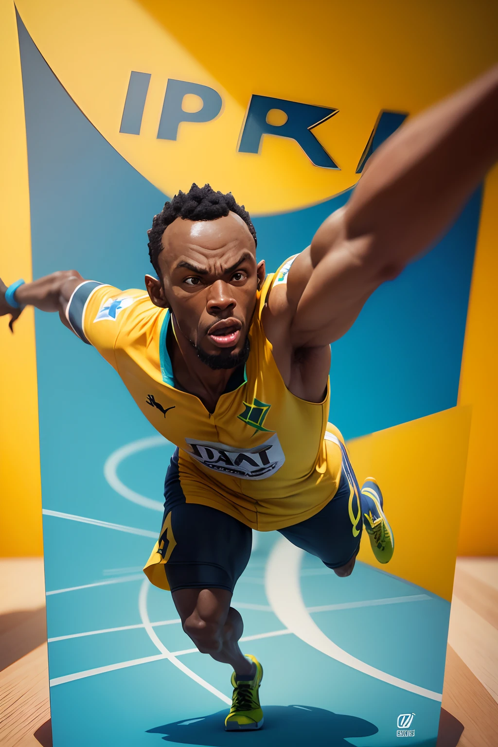 Usain Bolt, (estilo pixar) (obra-prima:1.2) (boker) (melhor qualidade) (pele detalhada) (textura detalhada) (8k) (claymation) (cinematic lighthing) (foco nítido)